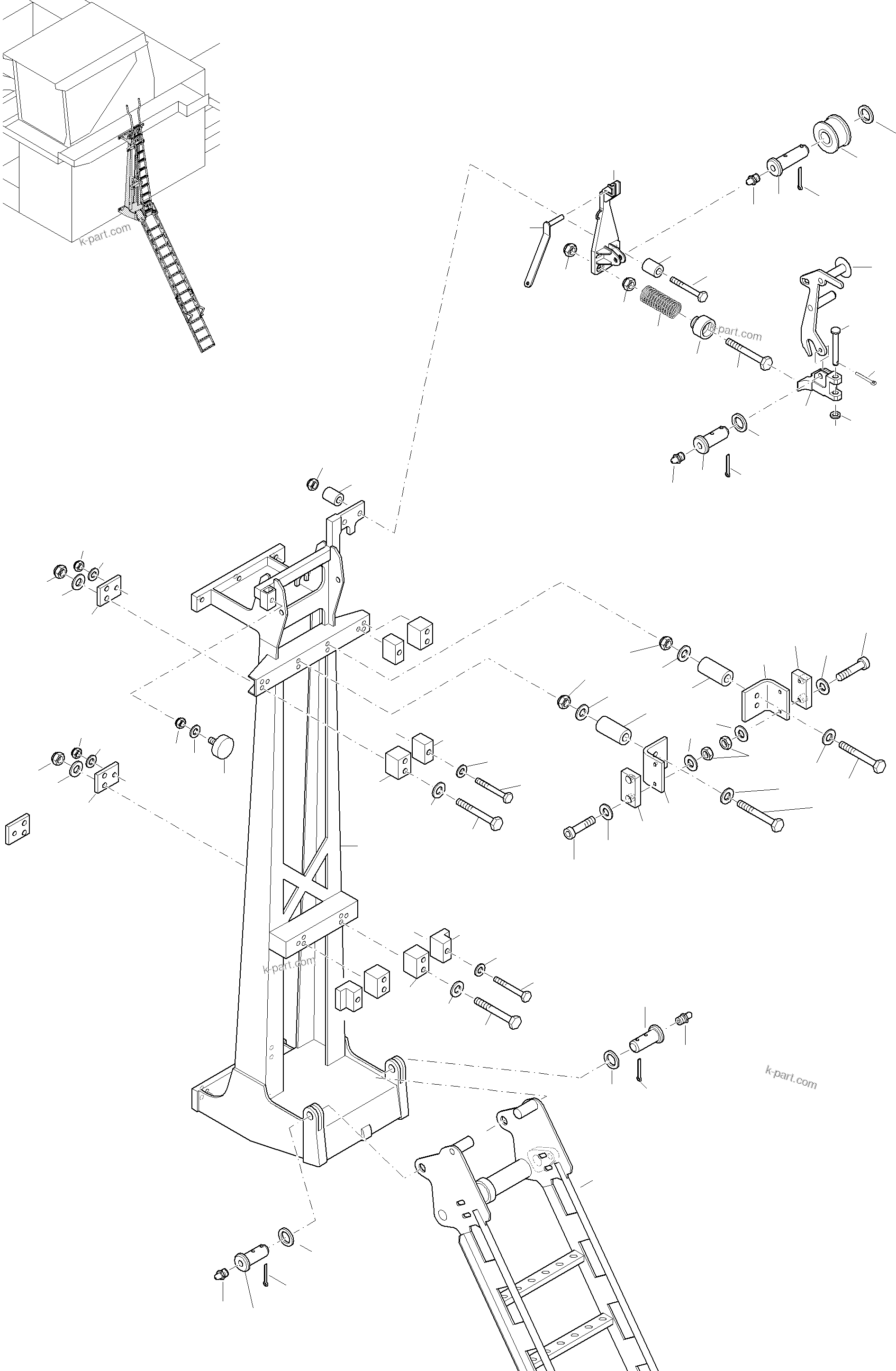 Komatsu parts book diagram for PC4000-11 S/N 08273: EMERGENCY LADDER-CAB