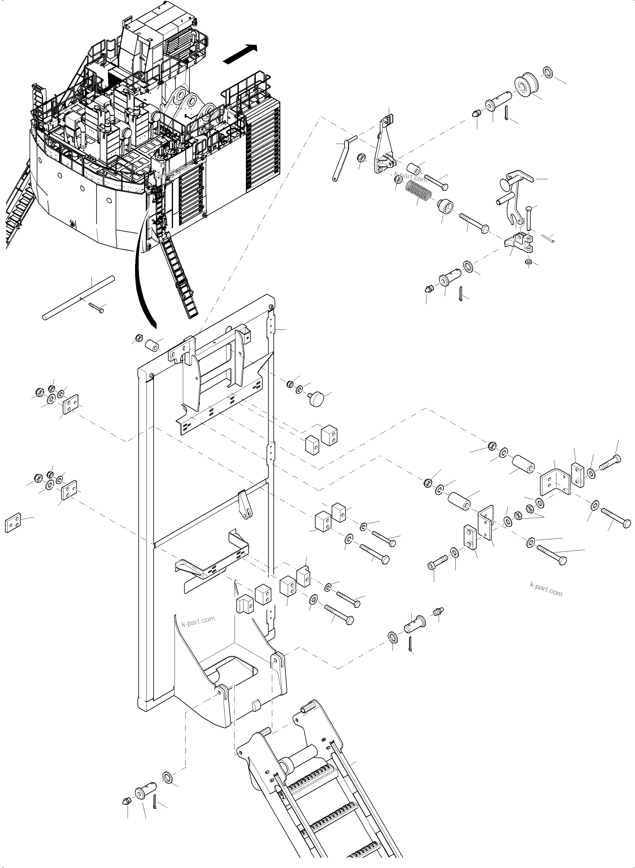 Komatsu parts book diagram for PC4000-11 S/N 08273: EMERGENCY LADDER-MACHINE COVERING