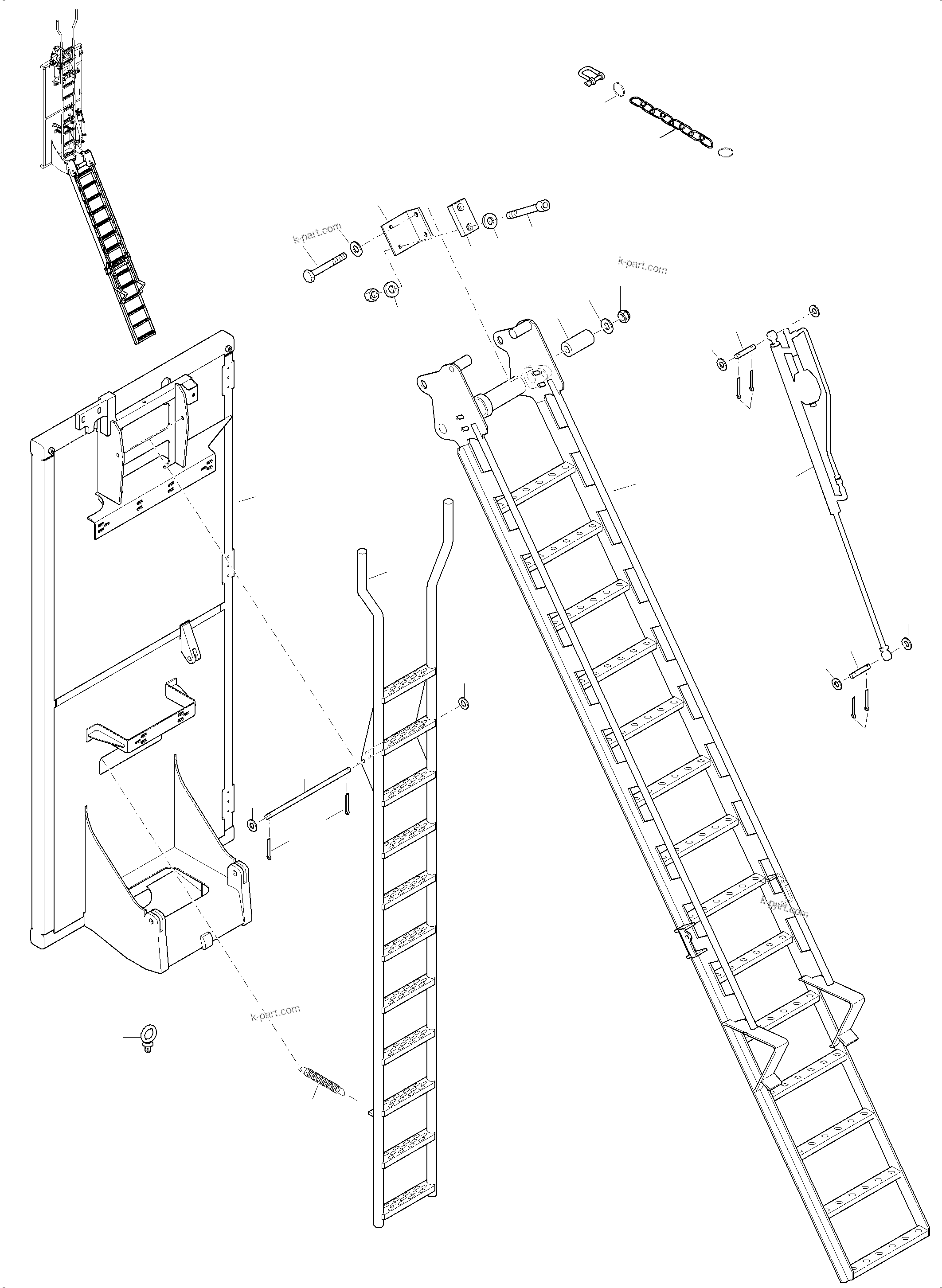 Komatsu parts book diagram for PC4000-11 S/N 08273: EMERGENCY LADDER-MACHINE COVERING