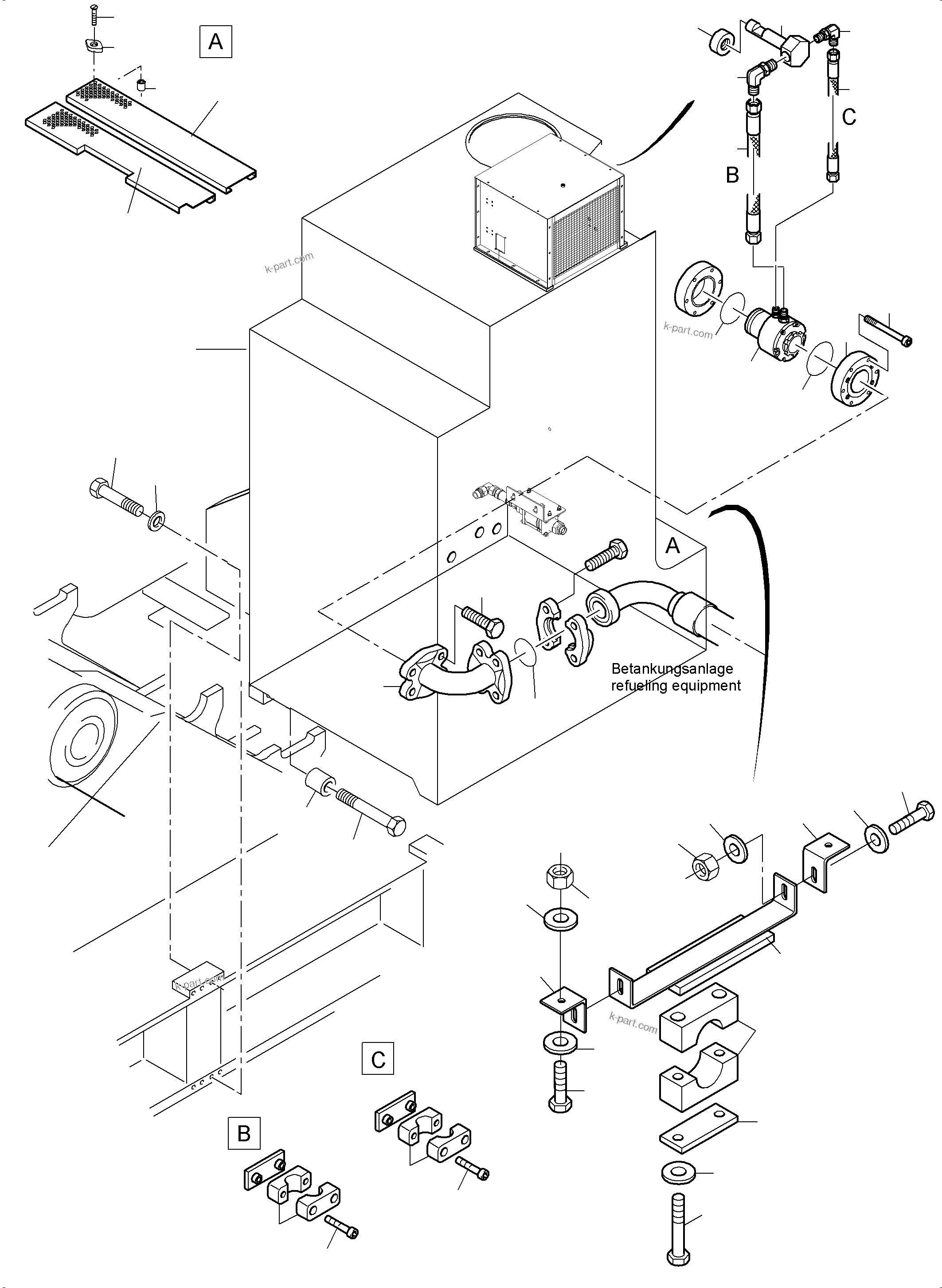 Komatsu parts book diagram for PC4000-11 S/N 08273: FUEL TANK