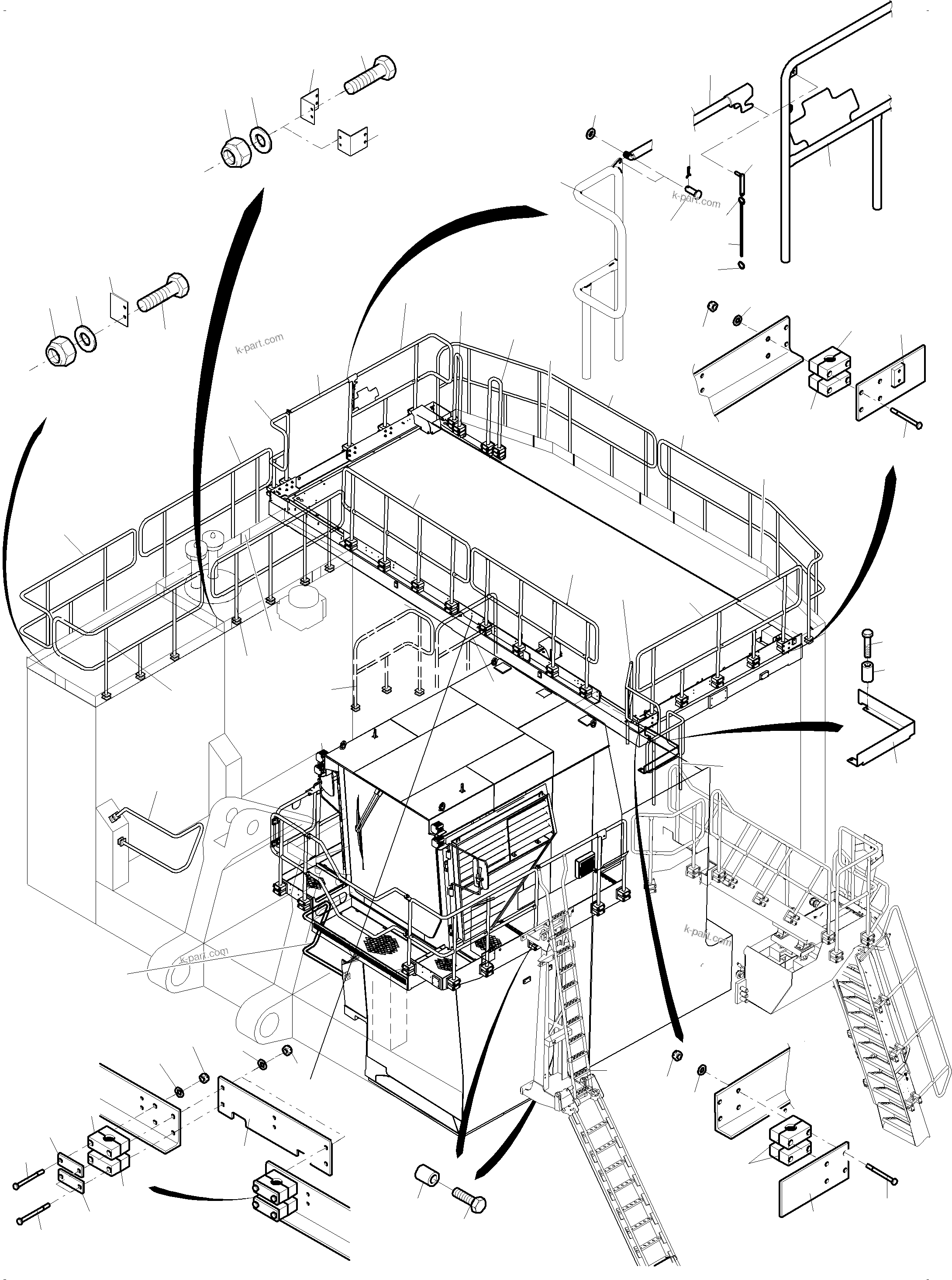 Komatsu parts book diagram for PC4000-11 S/N 08273: RAILS AND PLATFORMS