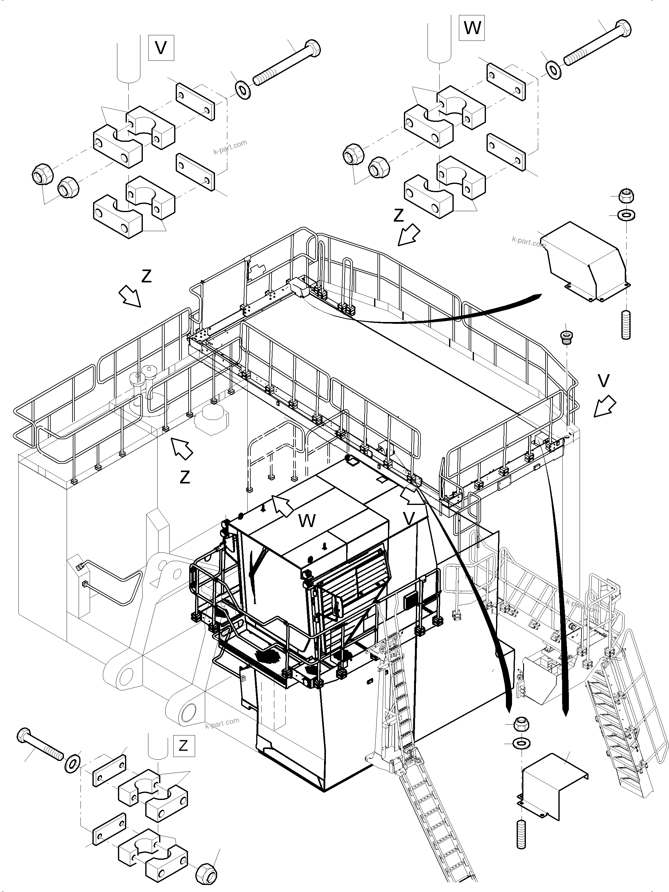 Komatsu parts book diagram for PC4000-11 S/N 08273: RAILS AND PLATFORMS