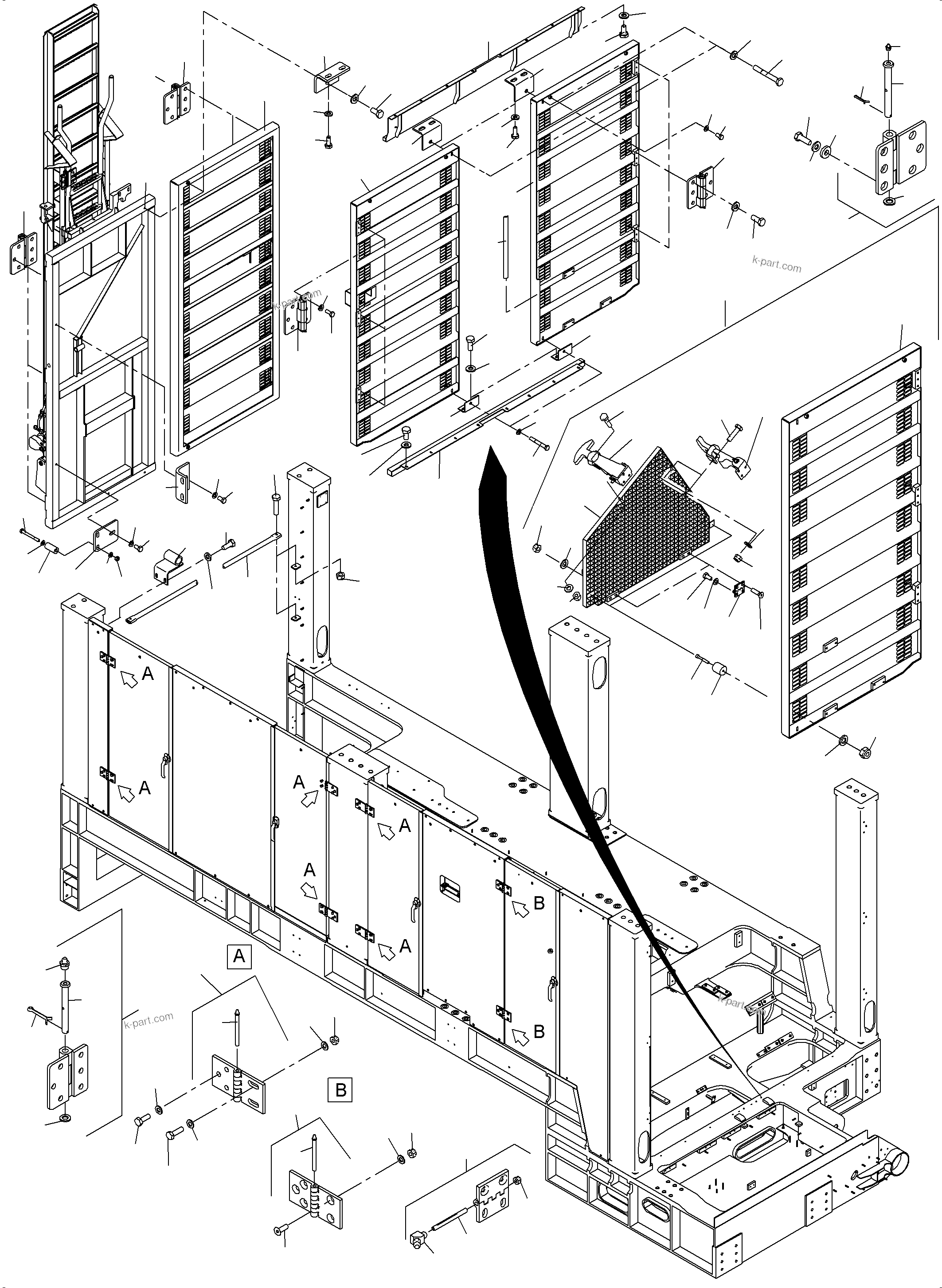 Komatsu parts book diagram for PC4000-11 S/N 08273: COVERING, ENGINE HOUSING