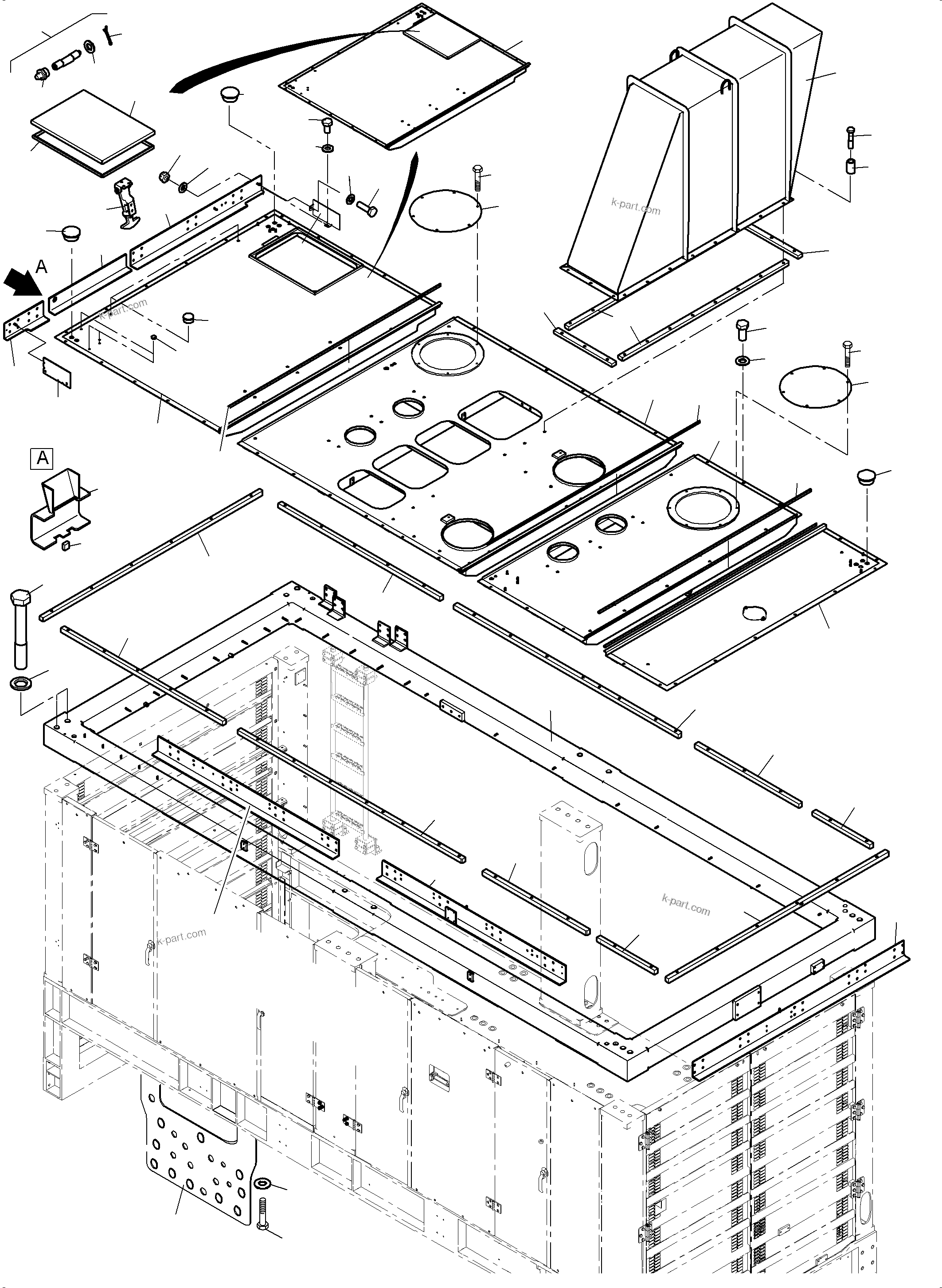 Komatsu parts book diagram for PC4000-11 S/N 08273: COVERING, ENGINE HOUSING
