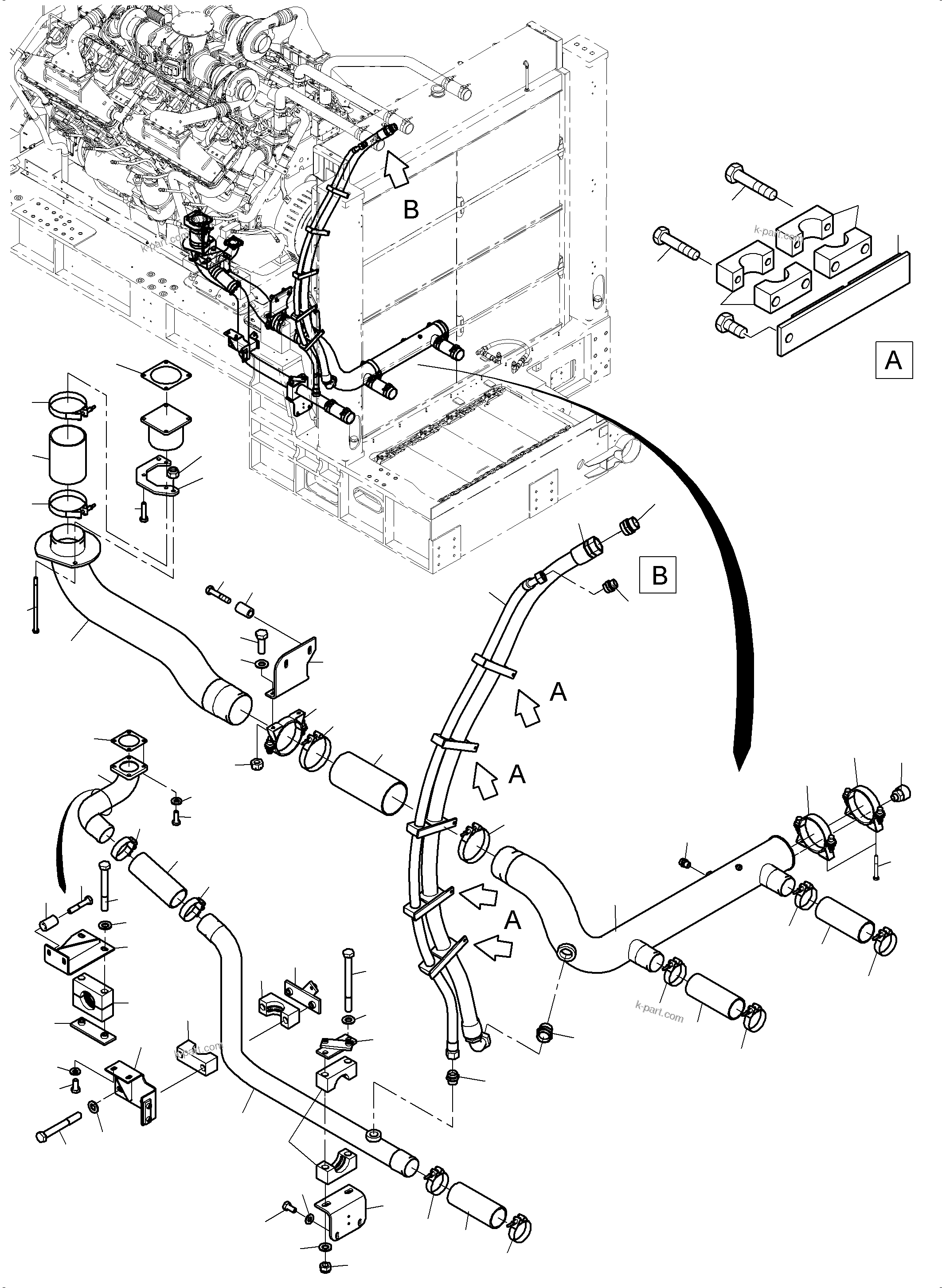 Komatsu parts book diagram for PC4000-11 S/N 08273: COOLANT WATER LINES