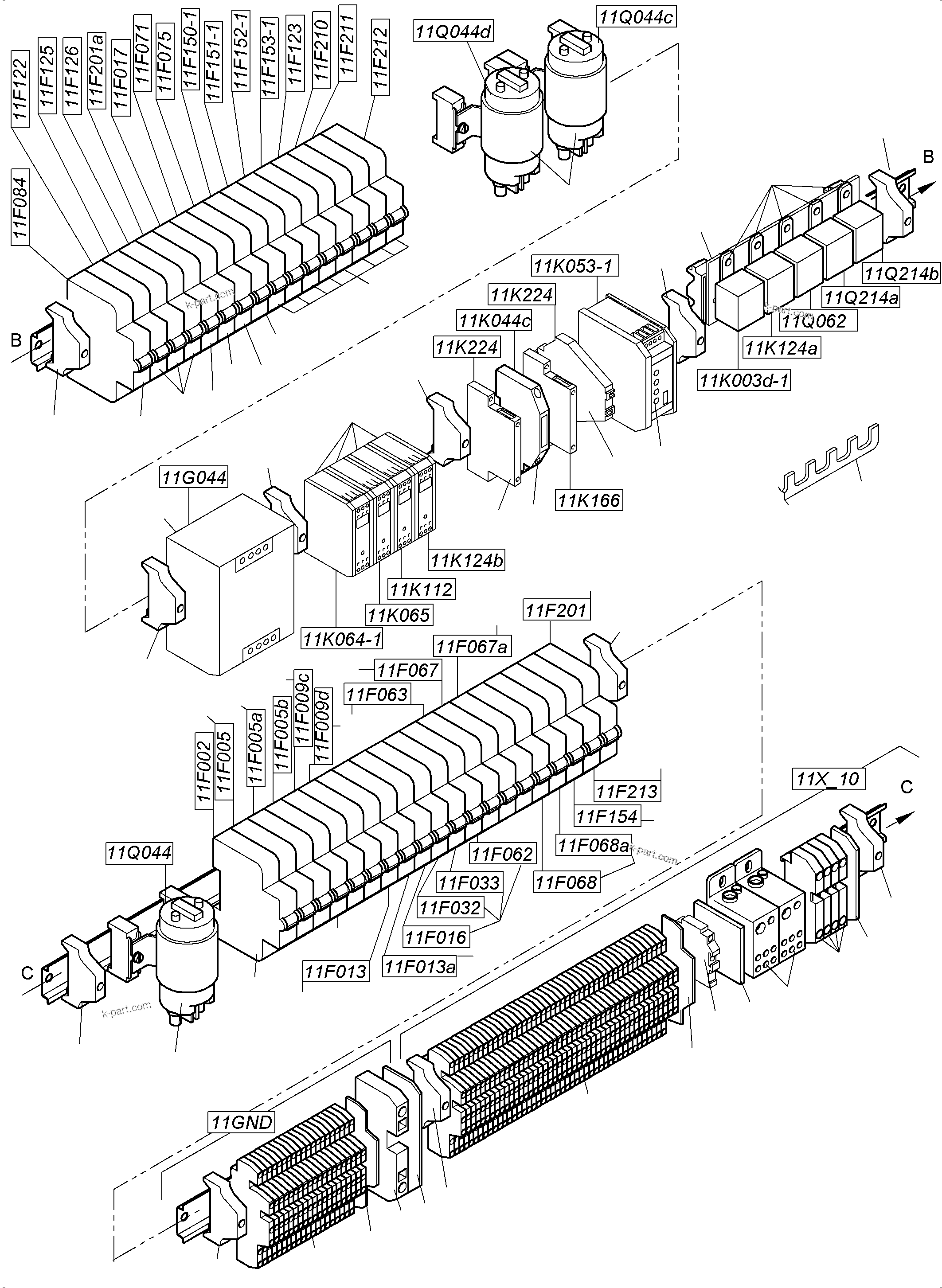 Komatsu parts book diagram for PC4000-11 S/N 08273: SWITCH FRAMING-CAB SUPPORT-LOCATION 11