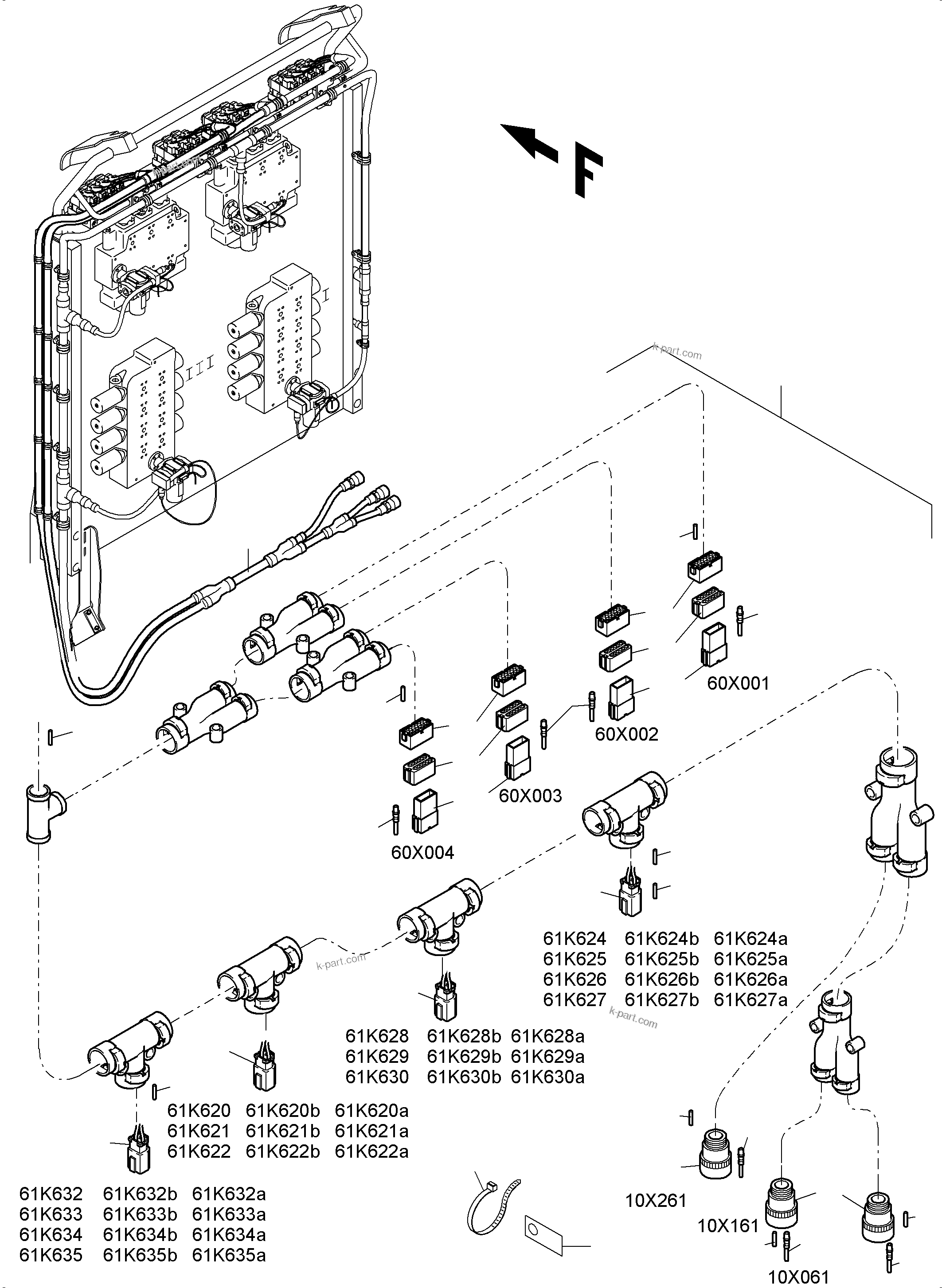Komatsu parts book diagram for PC4000-11 S/N 08273: CABLES - CONTROL BLOCKS - H.P.-FILTER