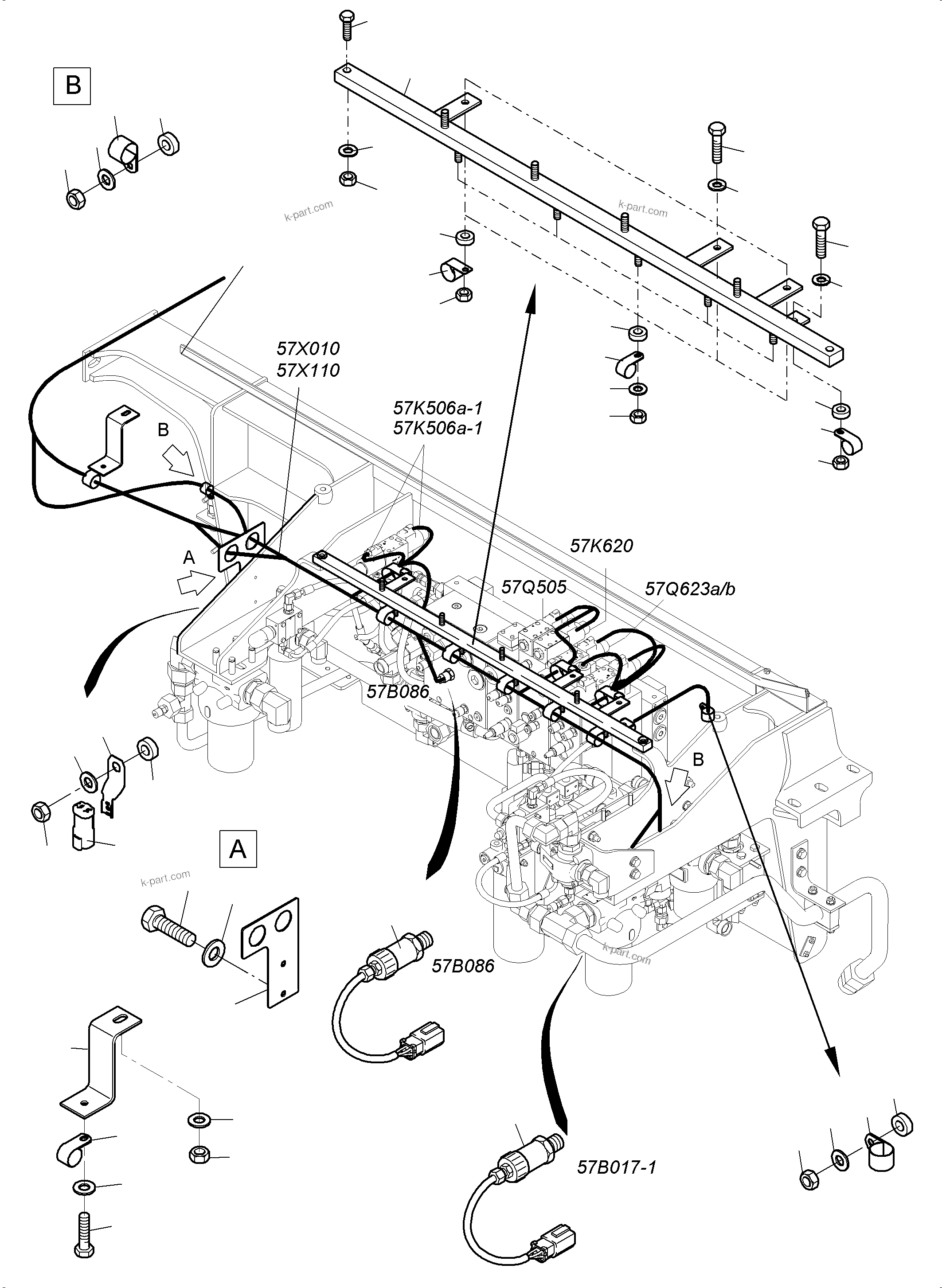 Komatsu parts book diagram for PC4000-11 S/N 08273: CABLES - CONTROL- AND FILTER PLATE