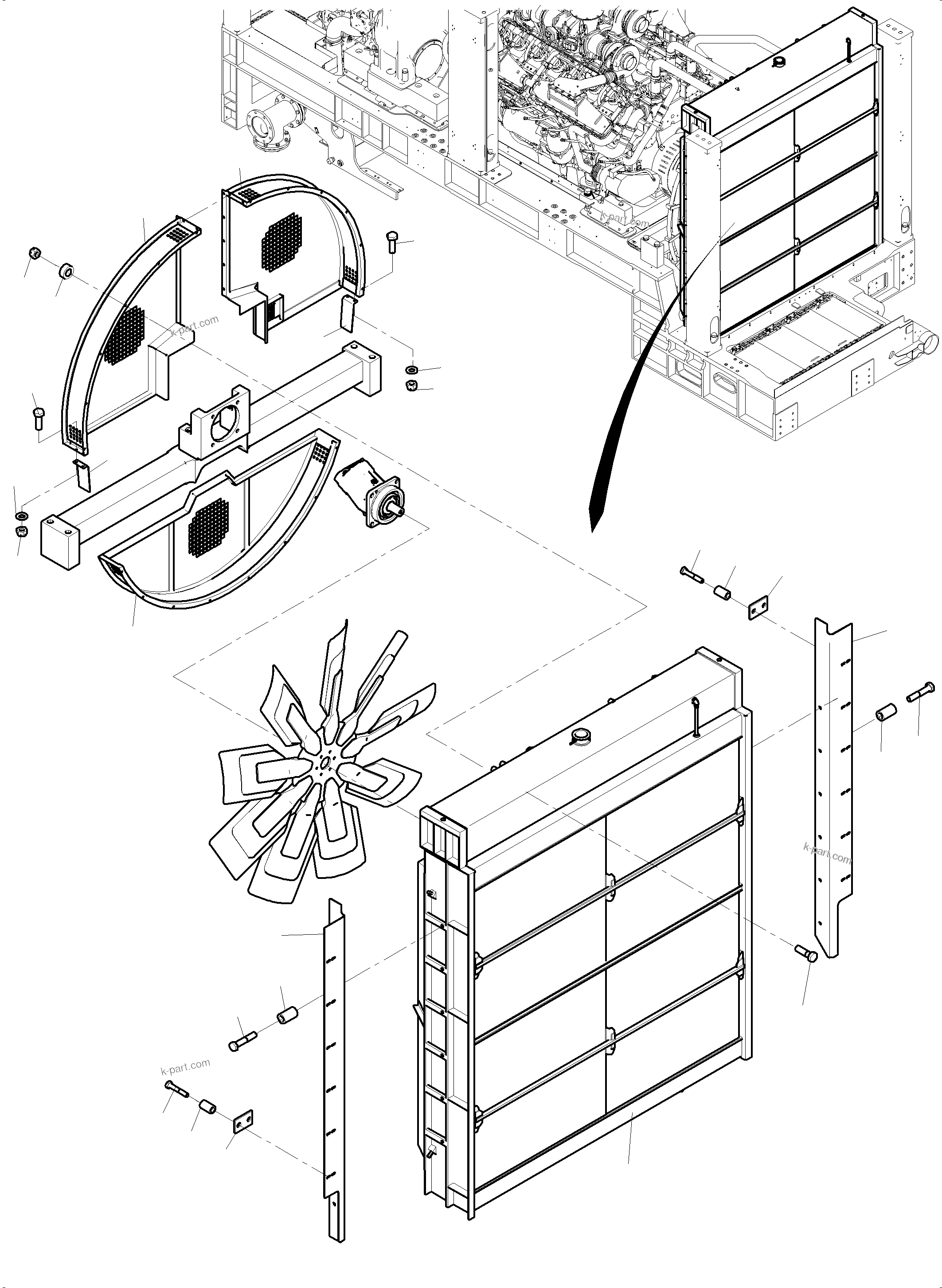 Komatsu parts book diagram for PC4000-11 S/N 08273: RADIATOR ARR.