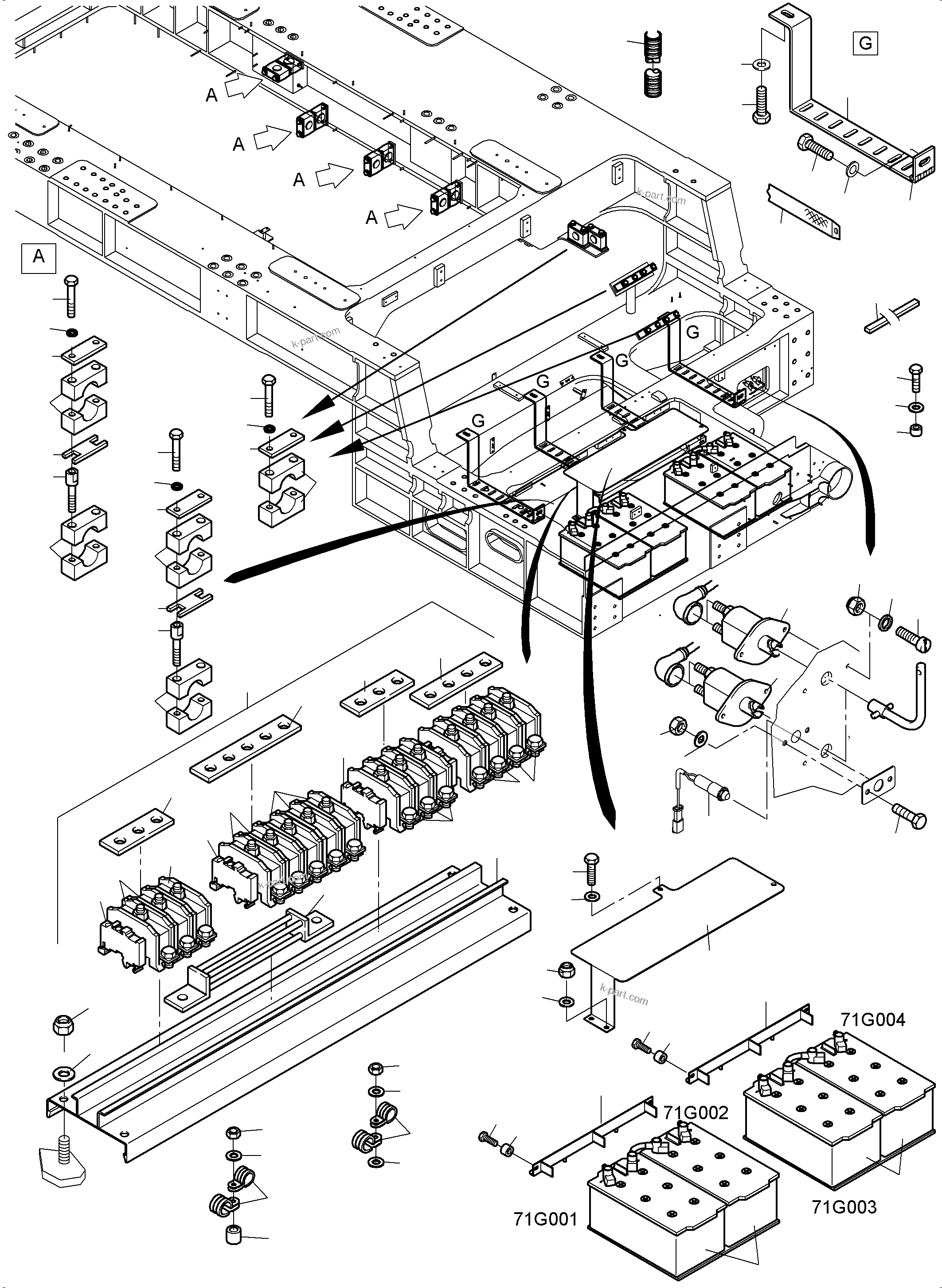 Komatsu parts book diagram for PC4000-11 S/N 08273: BATTERIES WITH CABLES