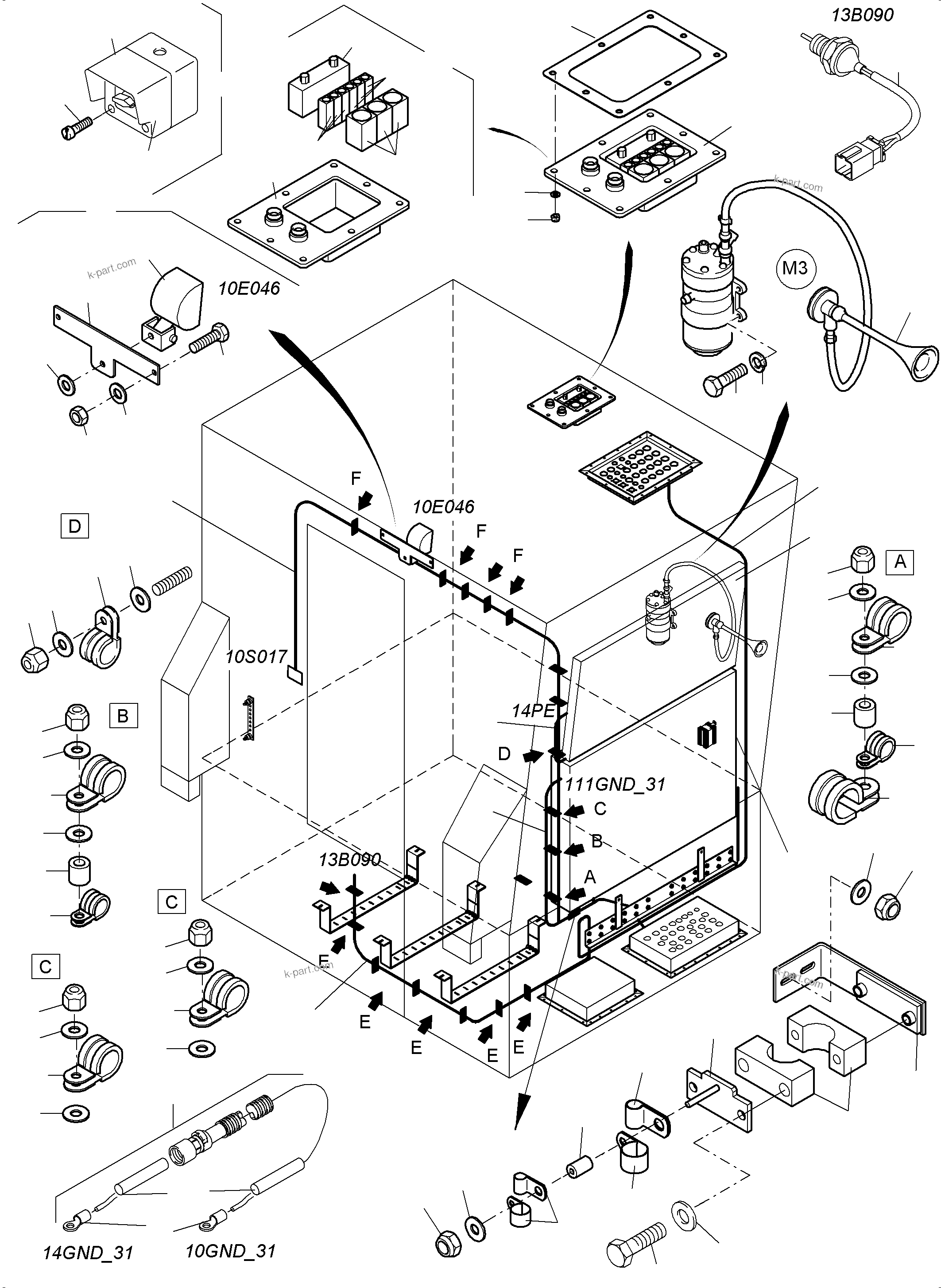 Komatsu parts book diagram for PC4000-11 S/N 08273: ELECTRIC - CAB SUPPORT