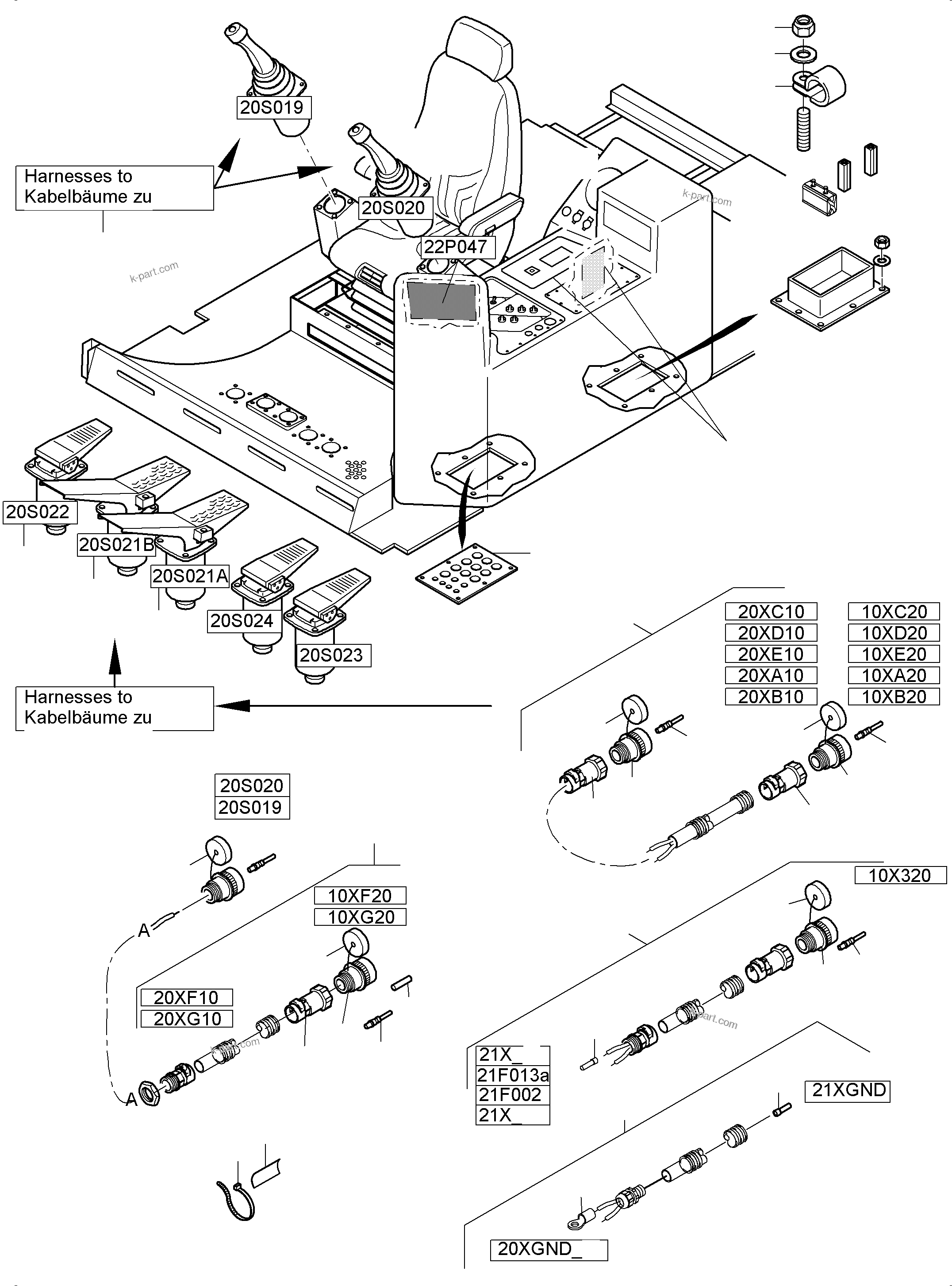 Komatsu parts book diagram for PC4000-11 S/N 08273: CABIN-HARNESSES-ELECTRIC