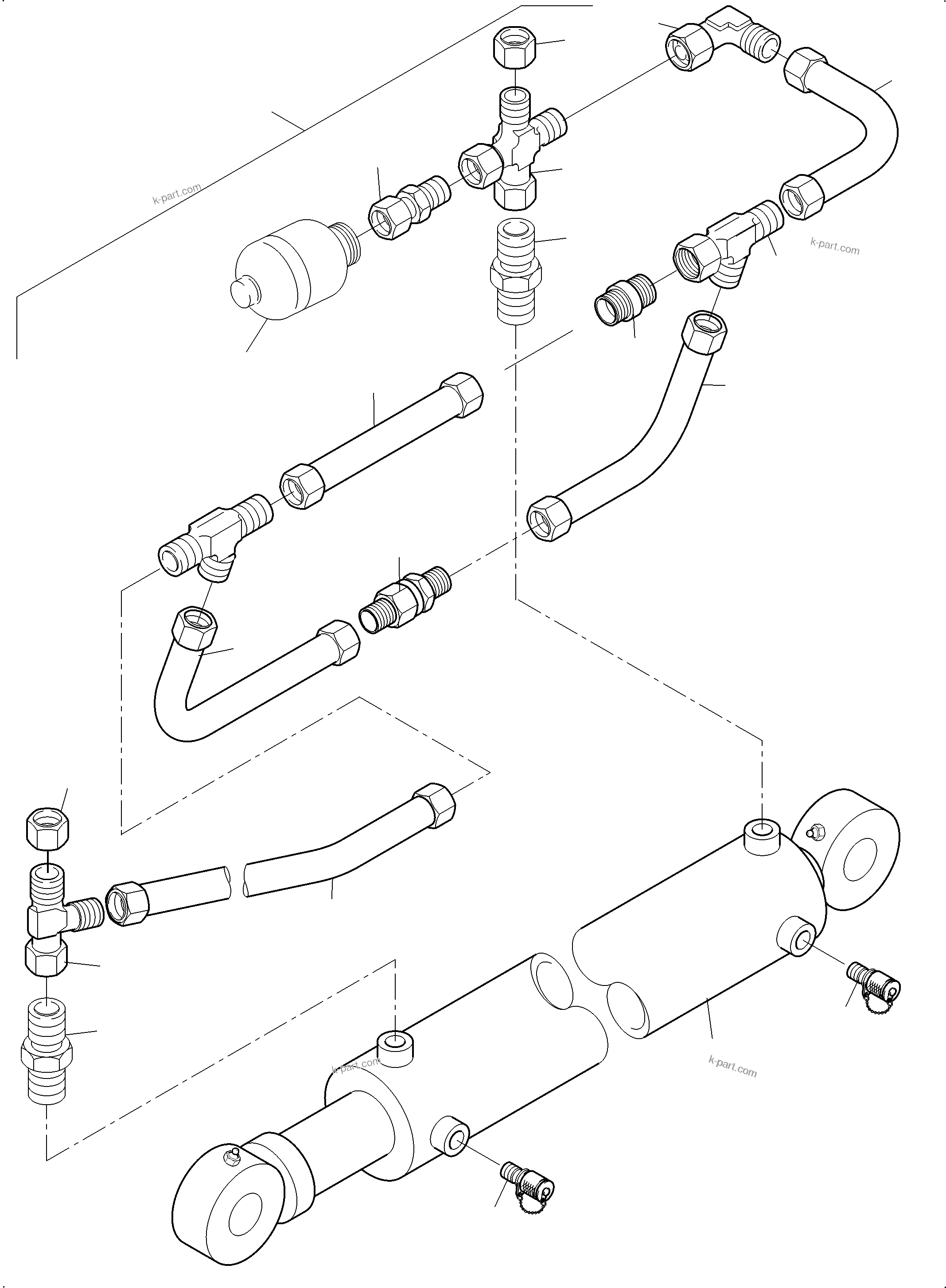 Komatsu parts book diagram for PC4000-11 S/N 08273: HYDR. CYLINDER WITH ACCUMULATOR