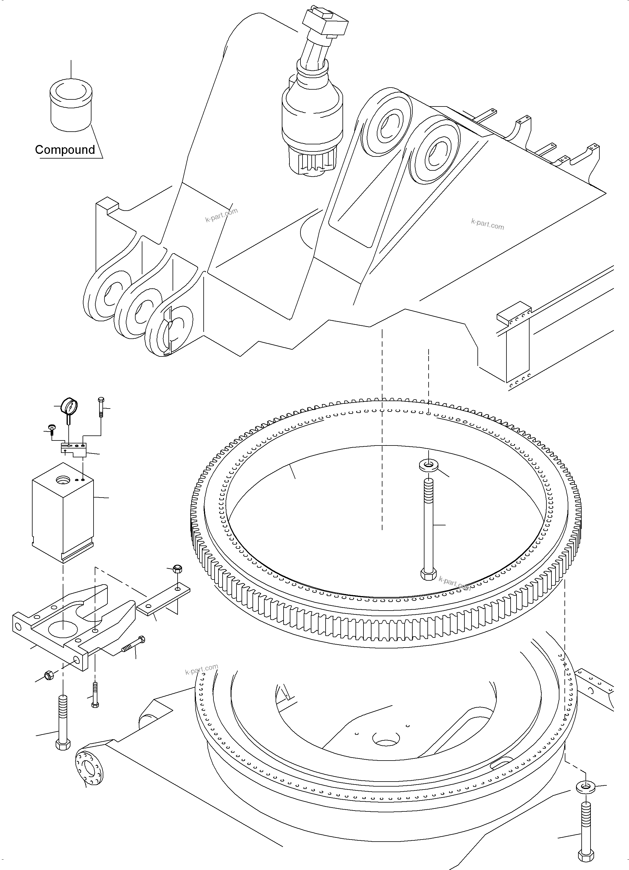 Komatsu parts book diagram for PC4000-6E S/N 08286: SLEW RING ARR.