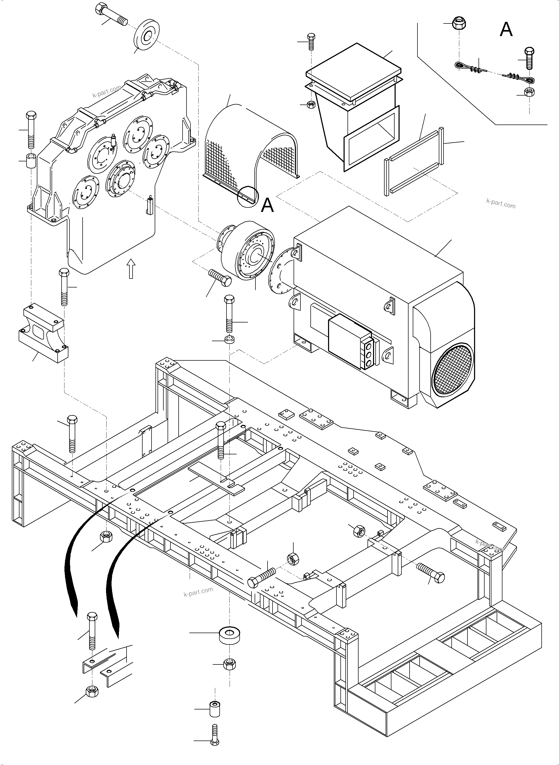 Komatsu parts book diagram for PC4000-6E S/N 08286: DRIVE - ARRANGEMENT 50HZ