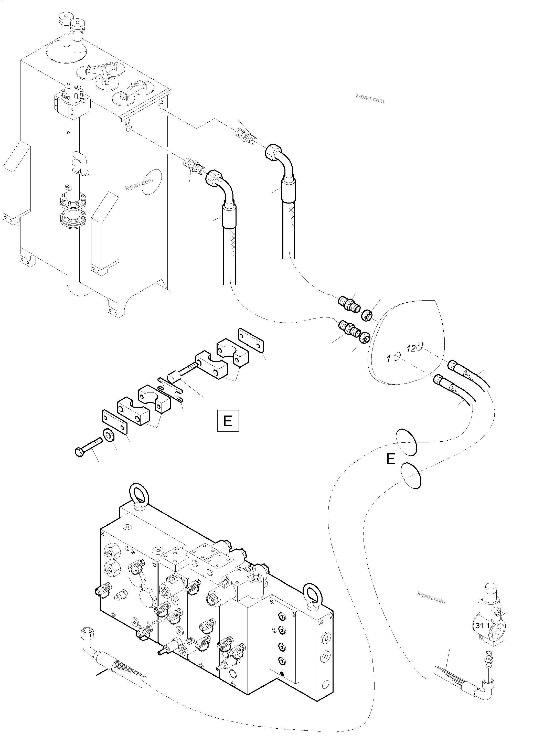 Komatsu parts book diagram for PC4000-6E S/N 08286: TANK LINES CONTROL- AND FILTER PLATE