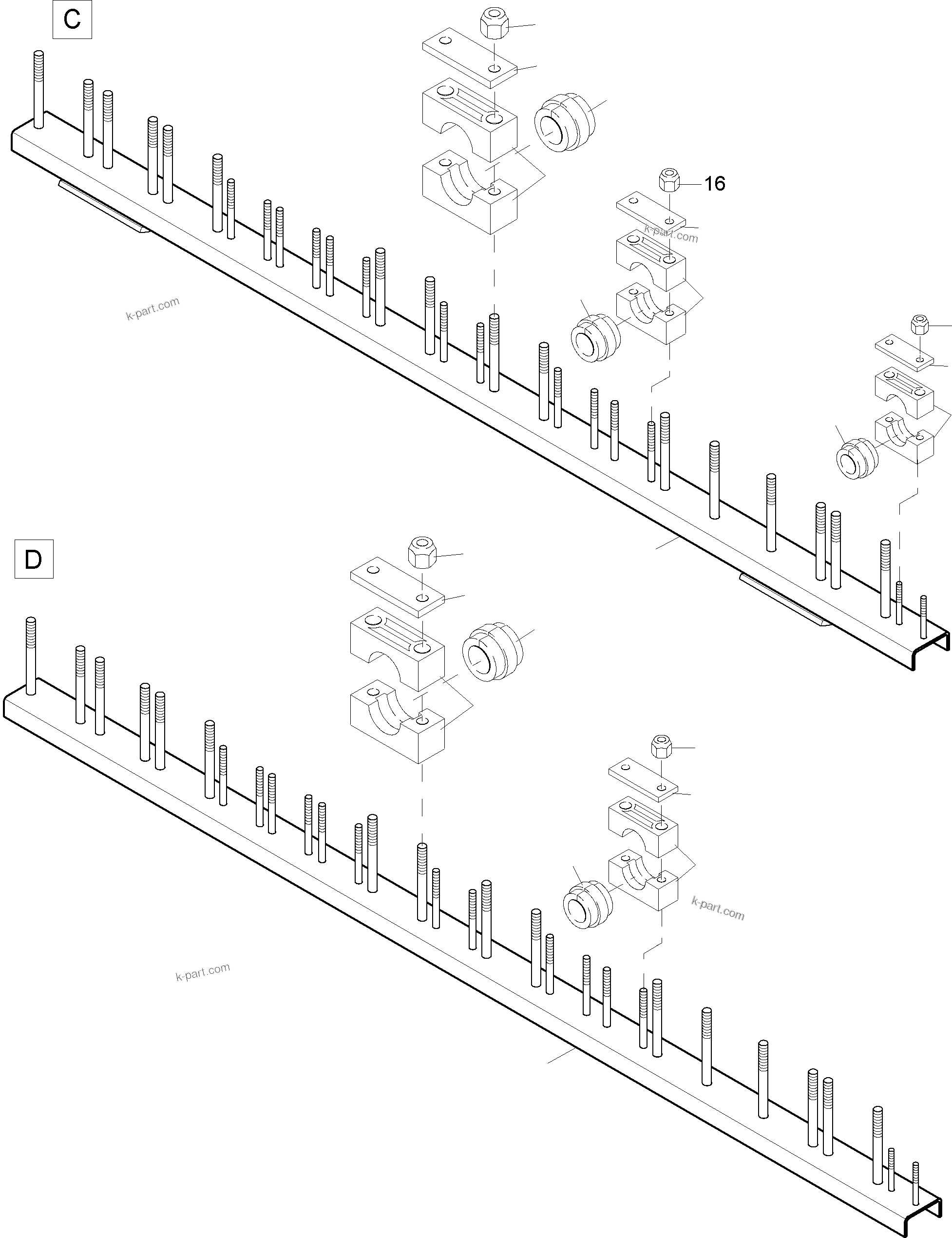 Komatsu parts book diagram for PC4000-6E S/N 08286: HOSES ASSY. - MANIFOLD- BOOM