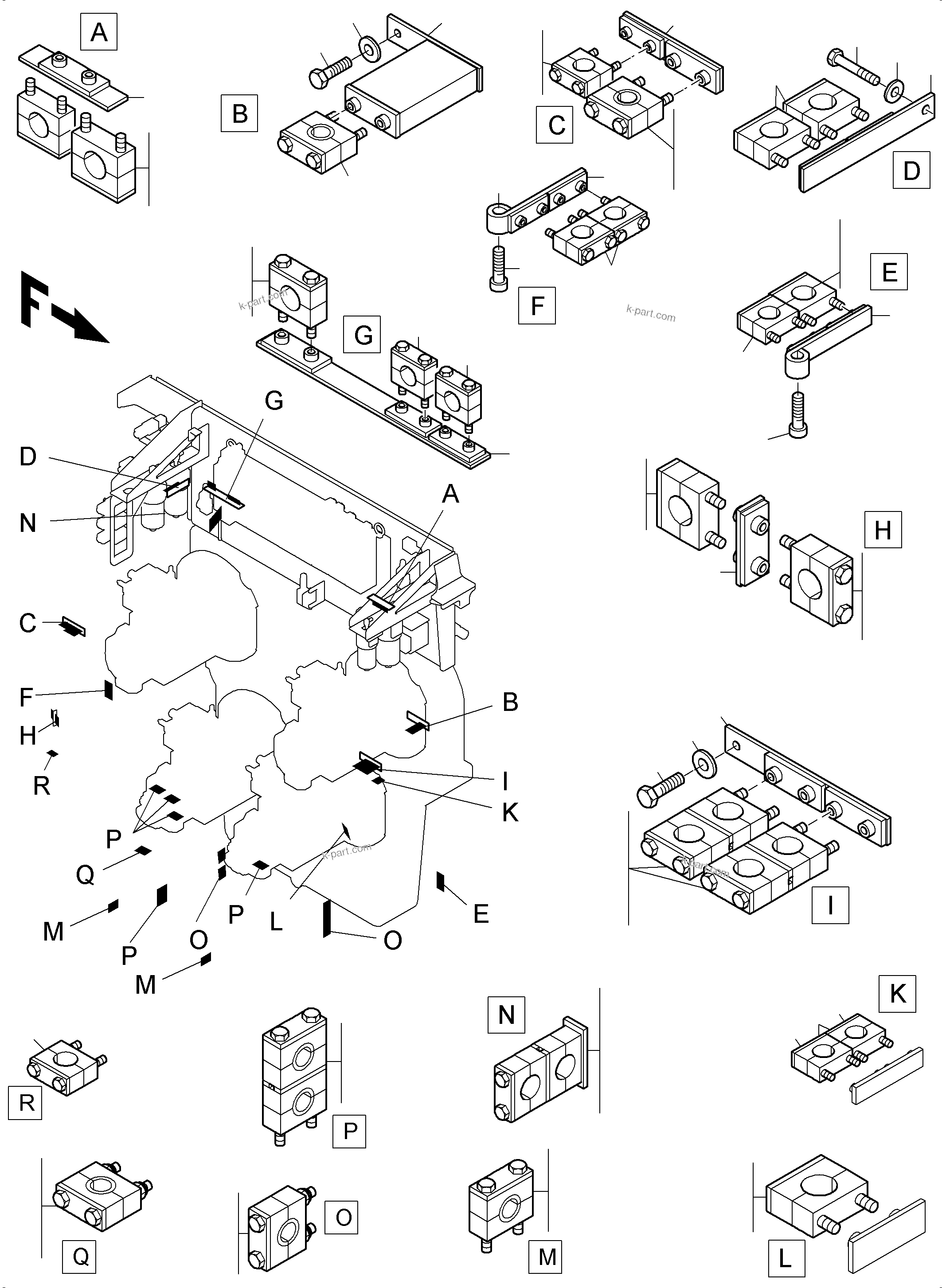Komatsu parts book diagram for PC4000-6E S/N 08286: MOUNTING PARTS MACHINERY HOUSE