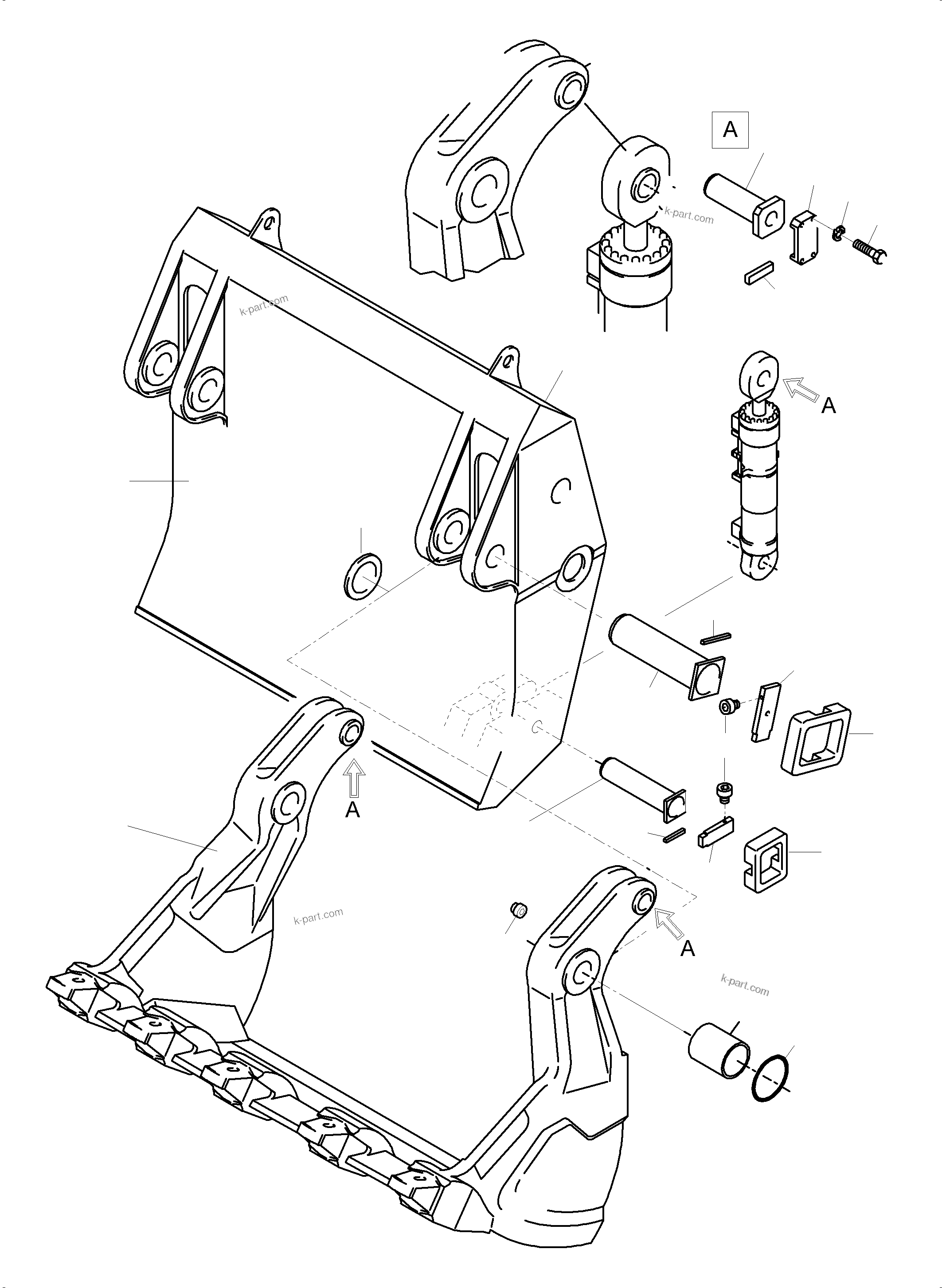 Komatsu parts book diagram for PC4000-6E S/N 08286: BULLCLAM BUCKET 22,0 CBM