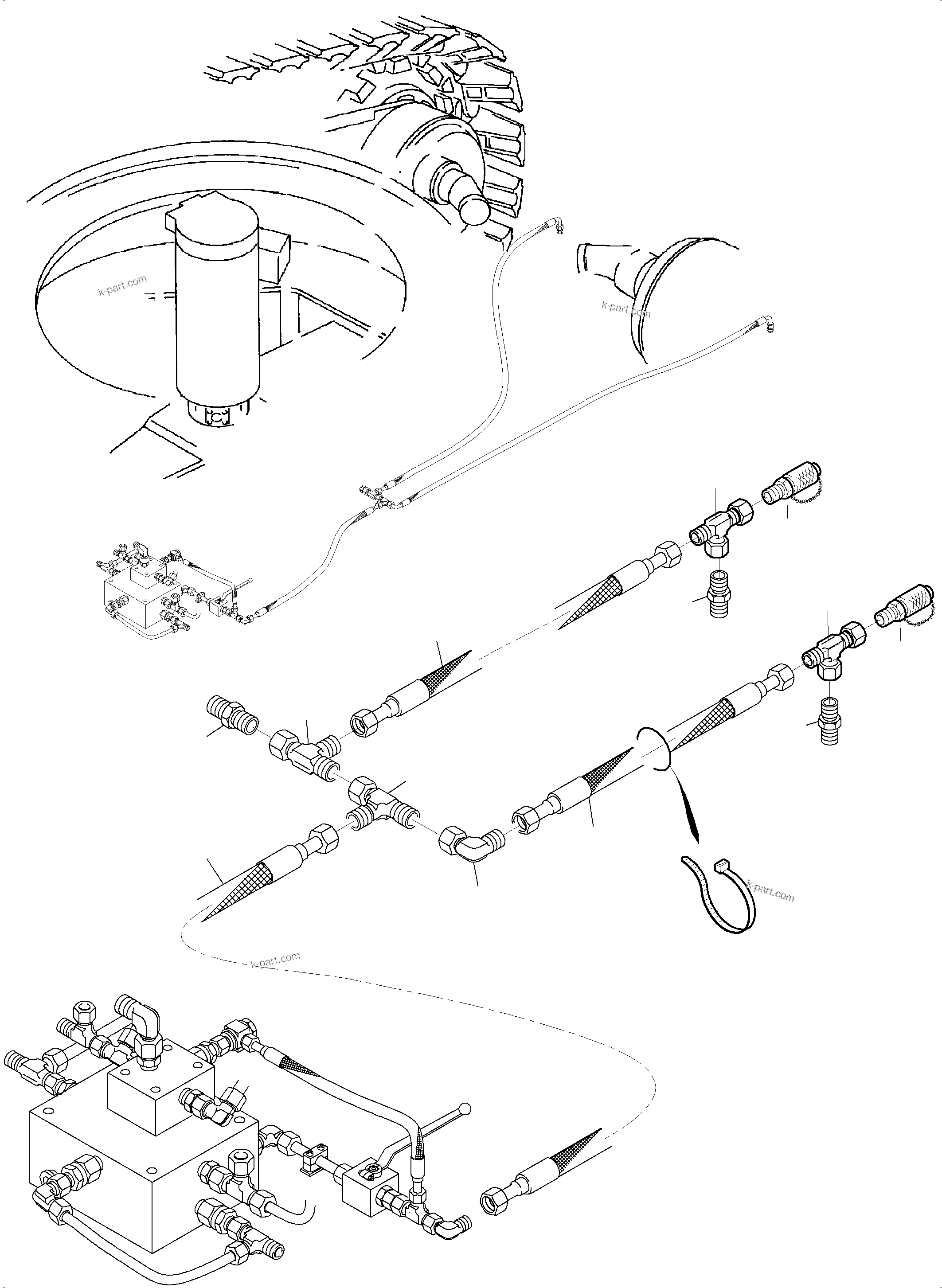 Komatsu parts book diagram for PC4000-6E S/N 08286: PIPING - BRAKE