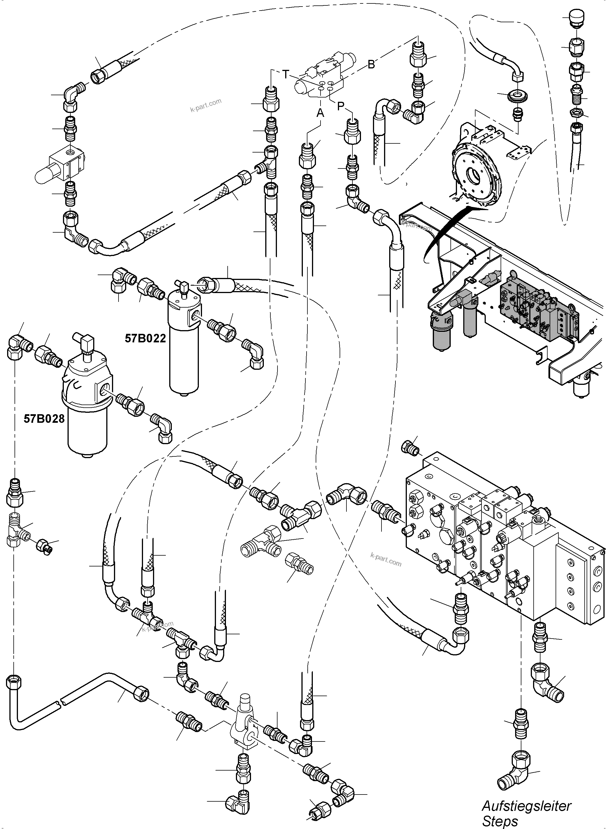 Komatsu parts book diagram for PC4000-6E S/N 08286: CONTROL- AND FILTER PLATE PIPING