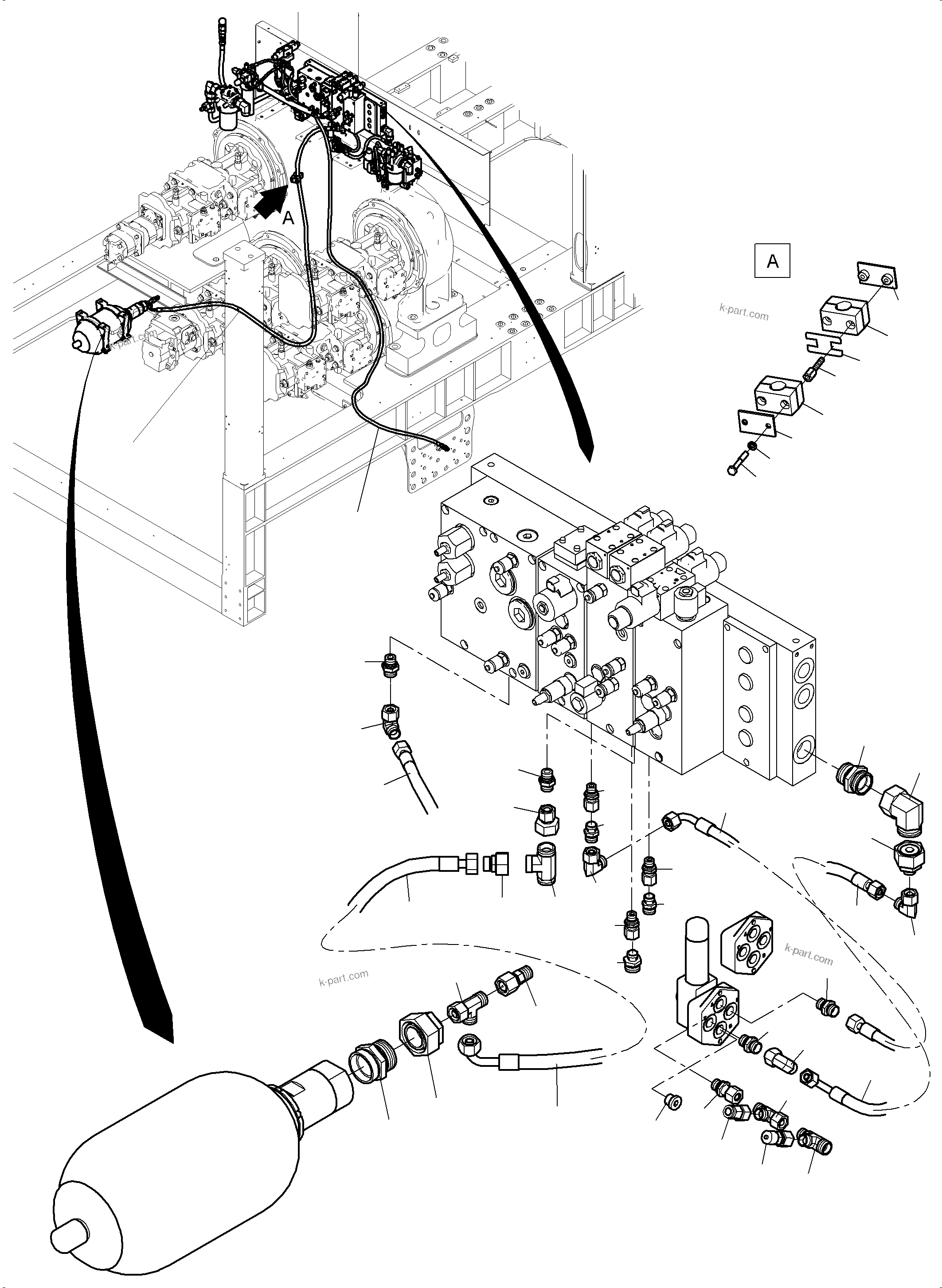 Komatsu parts book diagram for PC4000-6E S/N 08286: CONTROL- AND FILTER PLATE PIPING