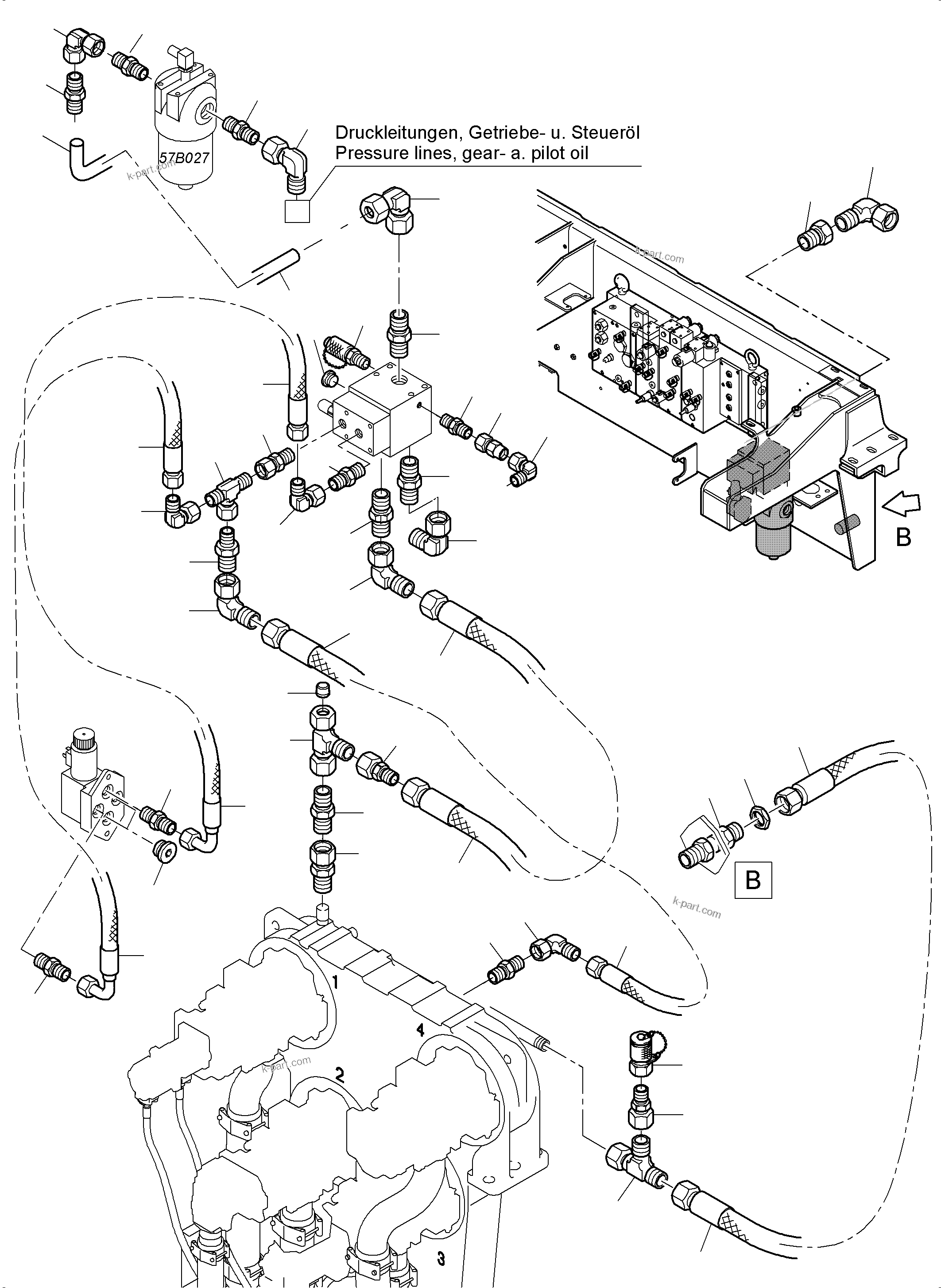 Komatsu parts book diagram for PC4000-6E S/N 08286: CONTROL- AND FILTER PLATE PIPING