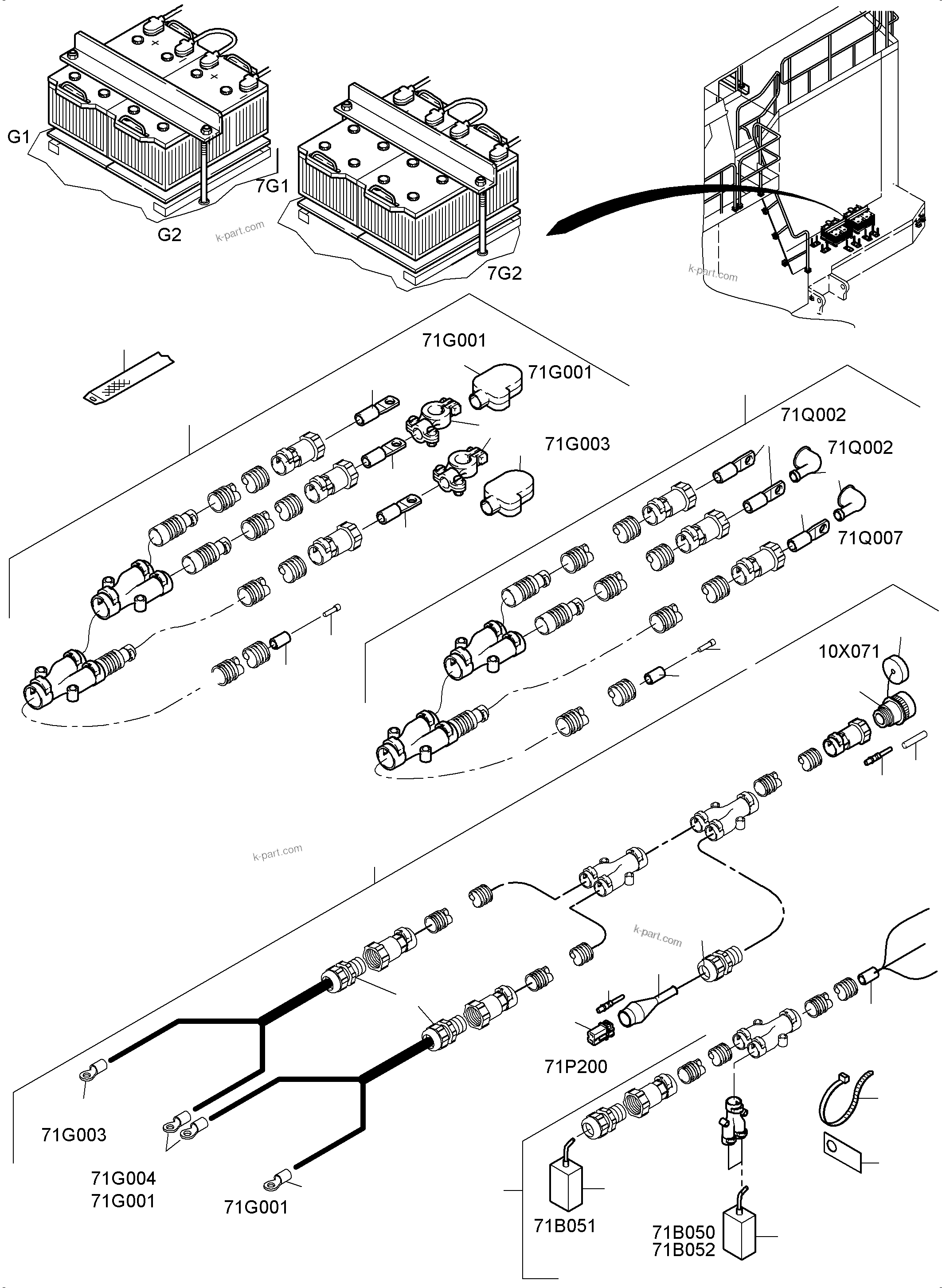 Komatsu parts book diagram for PC4000-6E S/N 08286: BATTERIES WITH CABLES