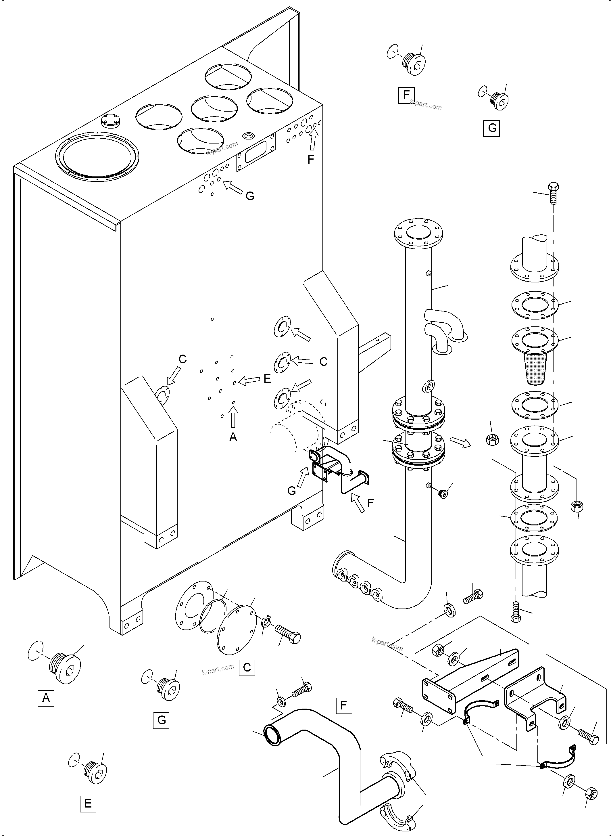 Komatsu parts book diagram for PC4000-6E S/N 08286: MAIN OIL TANK