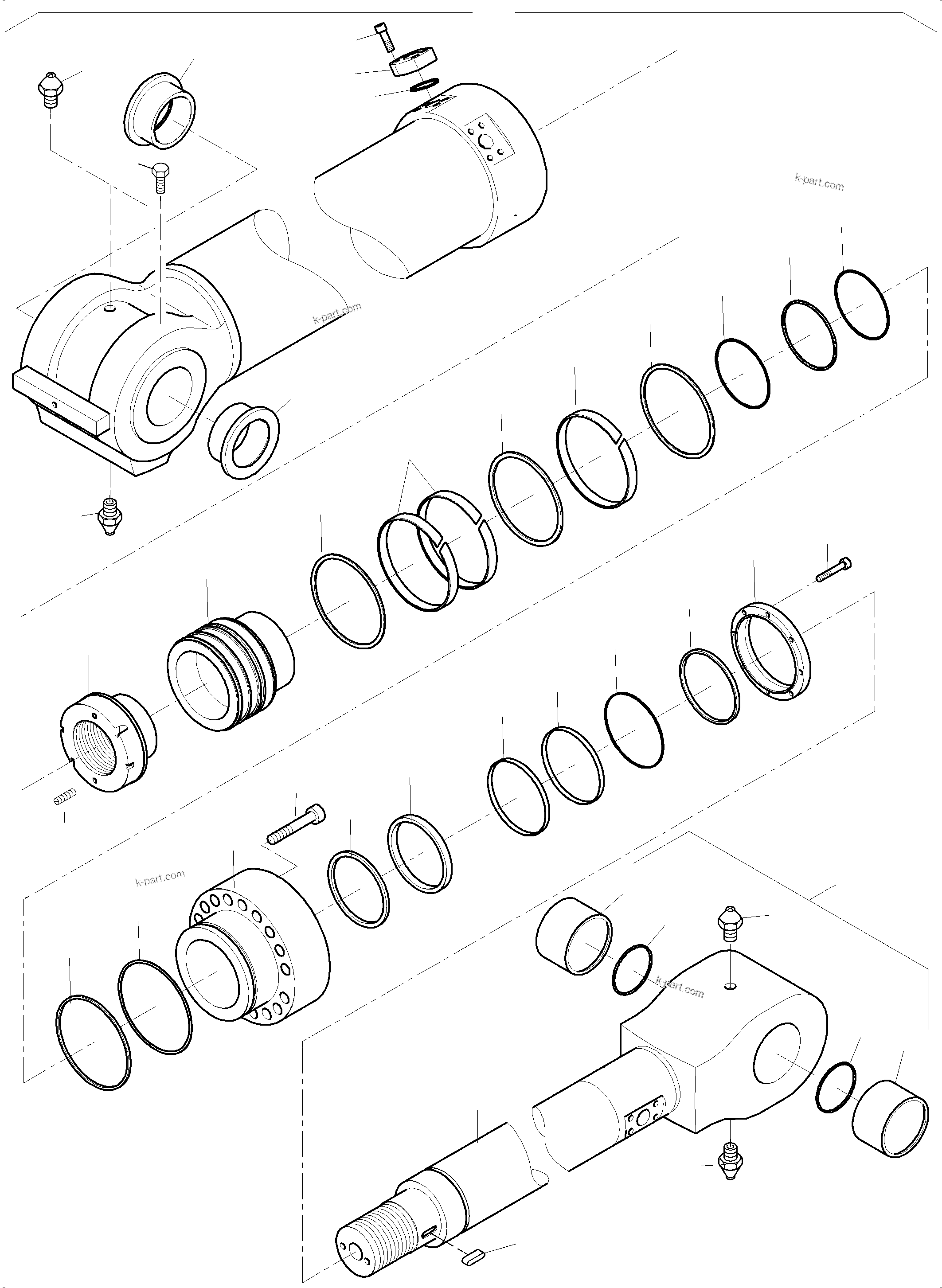 Komatsu parts book diagram for PC4000-6E S/N 08286: BUCKET CYLINDER
