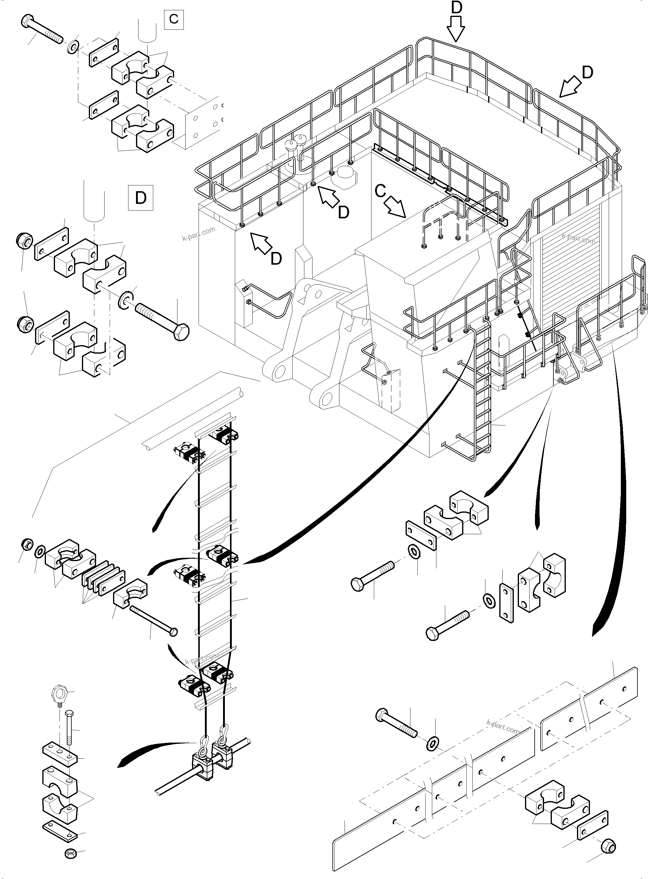 Komatsu parts book diagram for PC4000-6E S/N 08286: RAILS