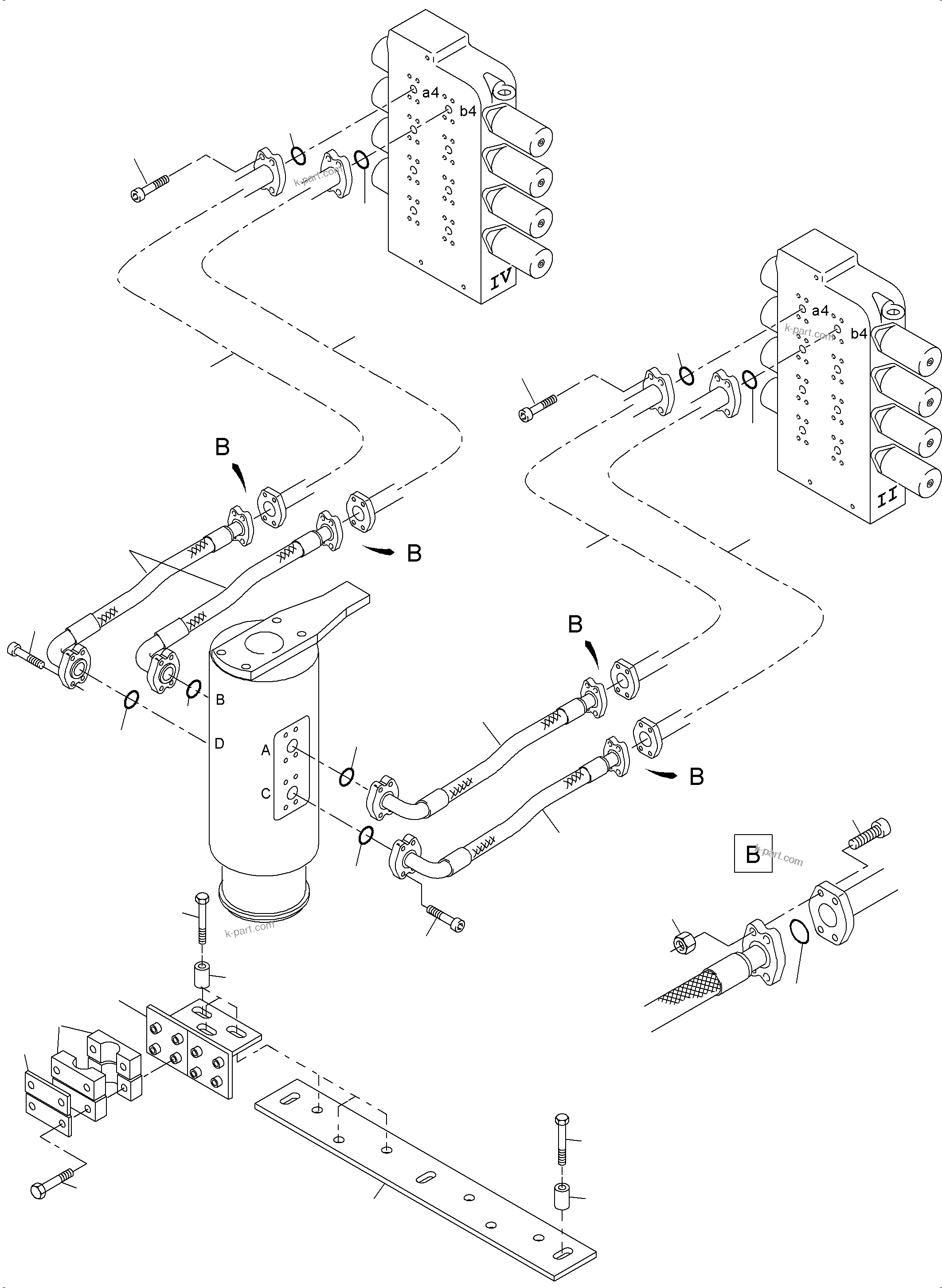 Komatsu parts book diagram for PC4000-6E S/N 08286: PRESSURE LINES  CONTROL BLOCKS - ROTARY JOINT