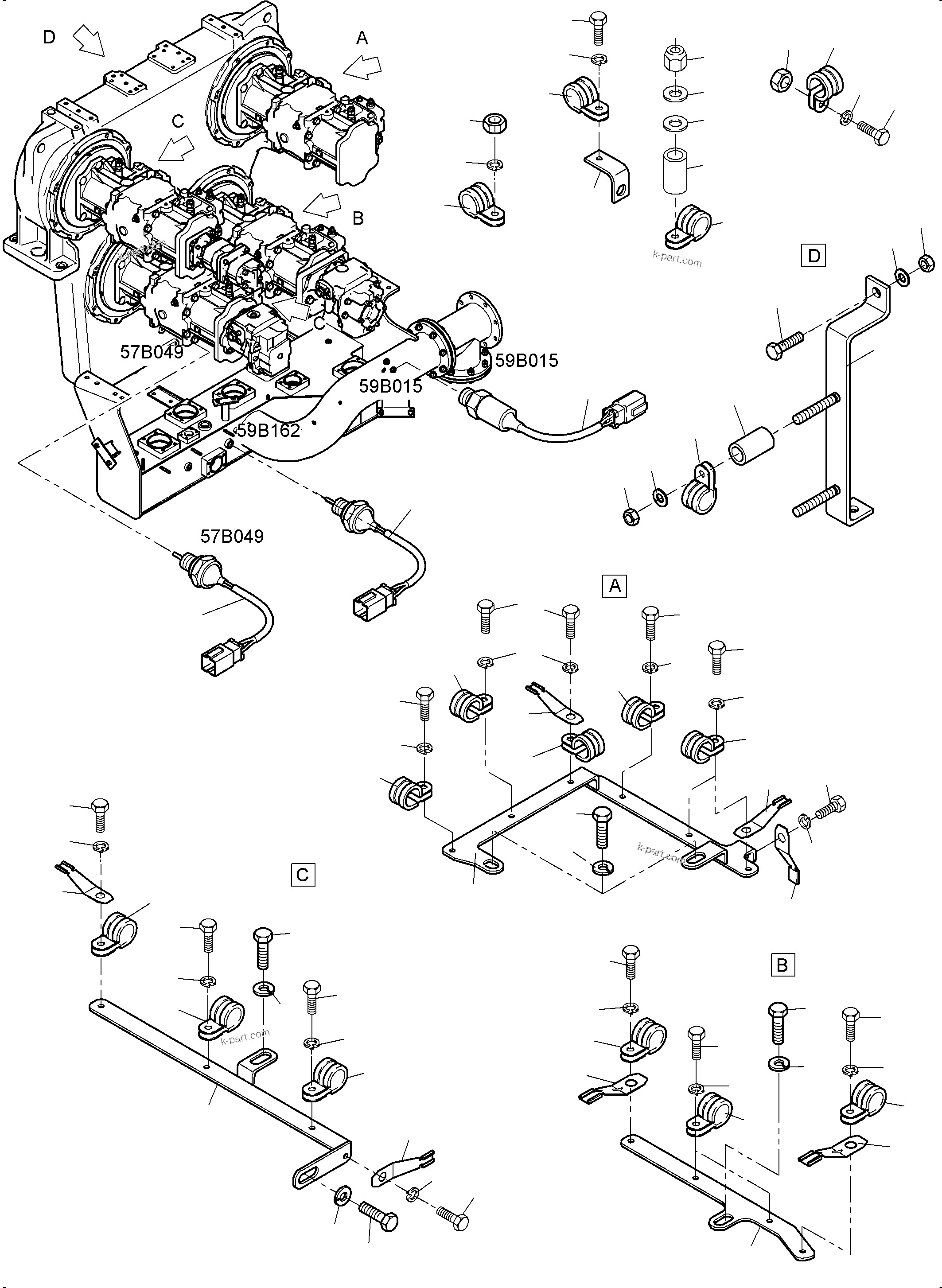 Komatsu parts book diagram for PC4000-6E S/N 08286: CABLES PUMP DISTRIBUTOR GEAR