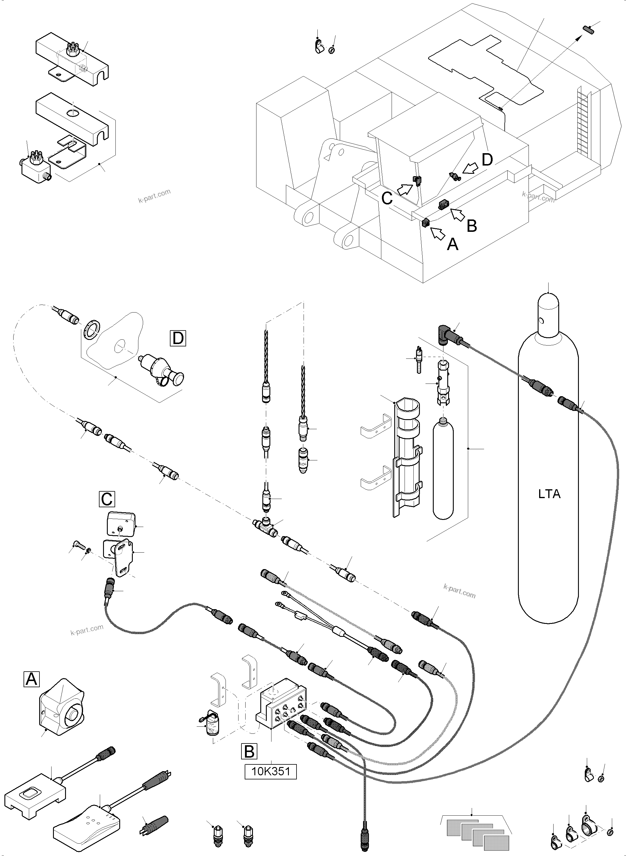 Komatsu parts book diagram for PC4000-6E S/N 08286: ACTUATING SYSTEM, HANDOPERATED