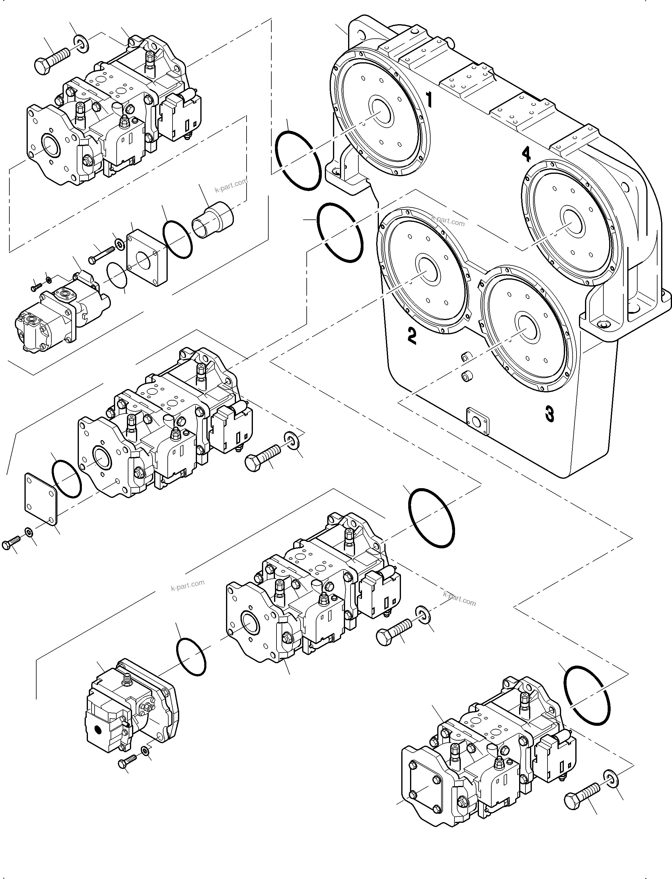 Komatsu parts book diagram for PC4000-6E S/N 08286: PUMP MOUNTING; COVER PDG