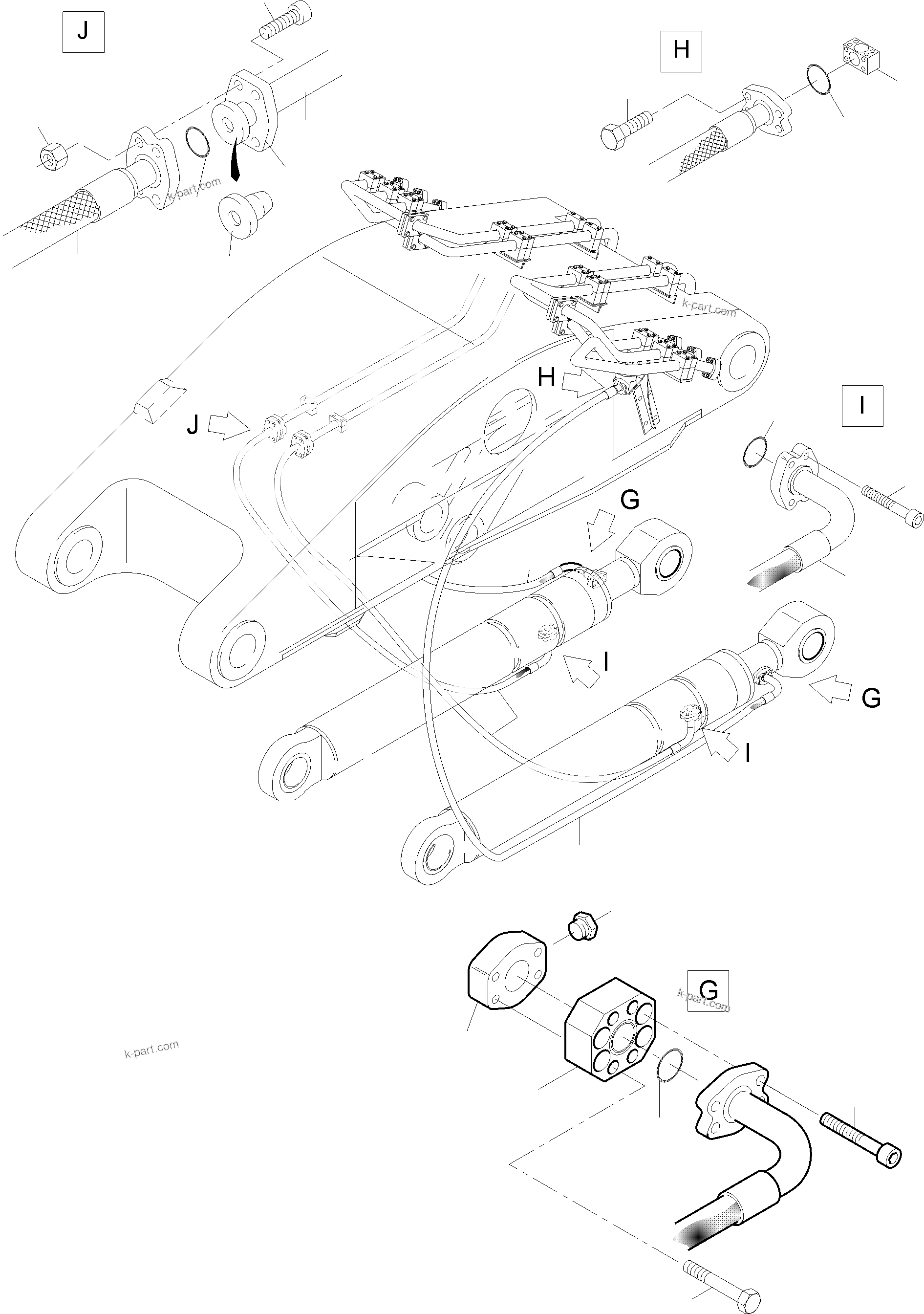Komatsu parts book diagram for PC4000-6E S/N 08286: BULLCLAM BUCKET STICK 4,9 M