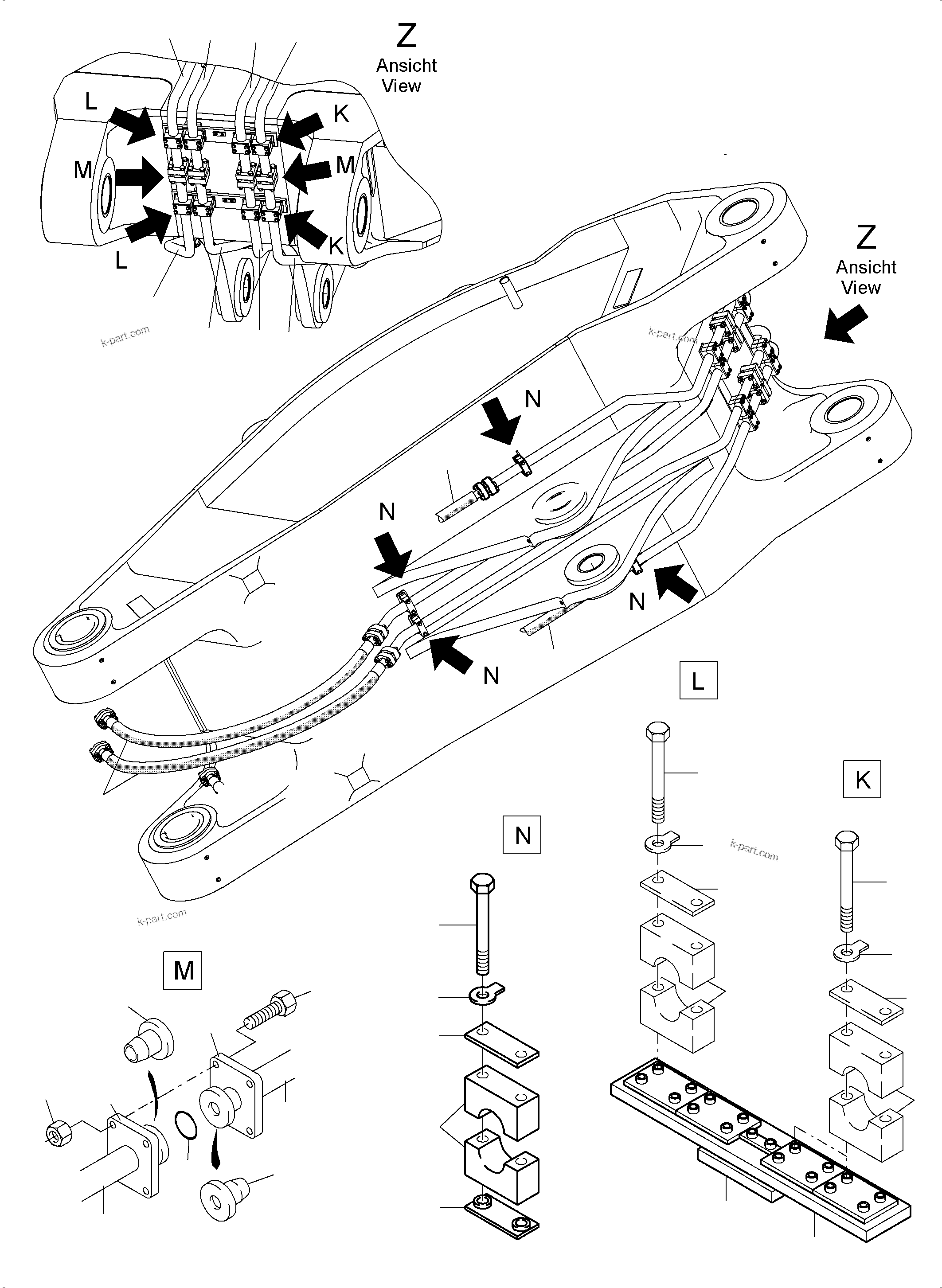 Komatsu parts book diagram for PC4000-6E S/N 08286: BULLCLAM BUCKET STICK 4,9 M