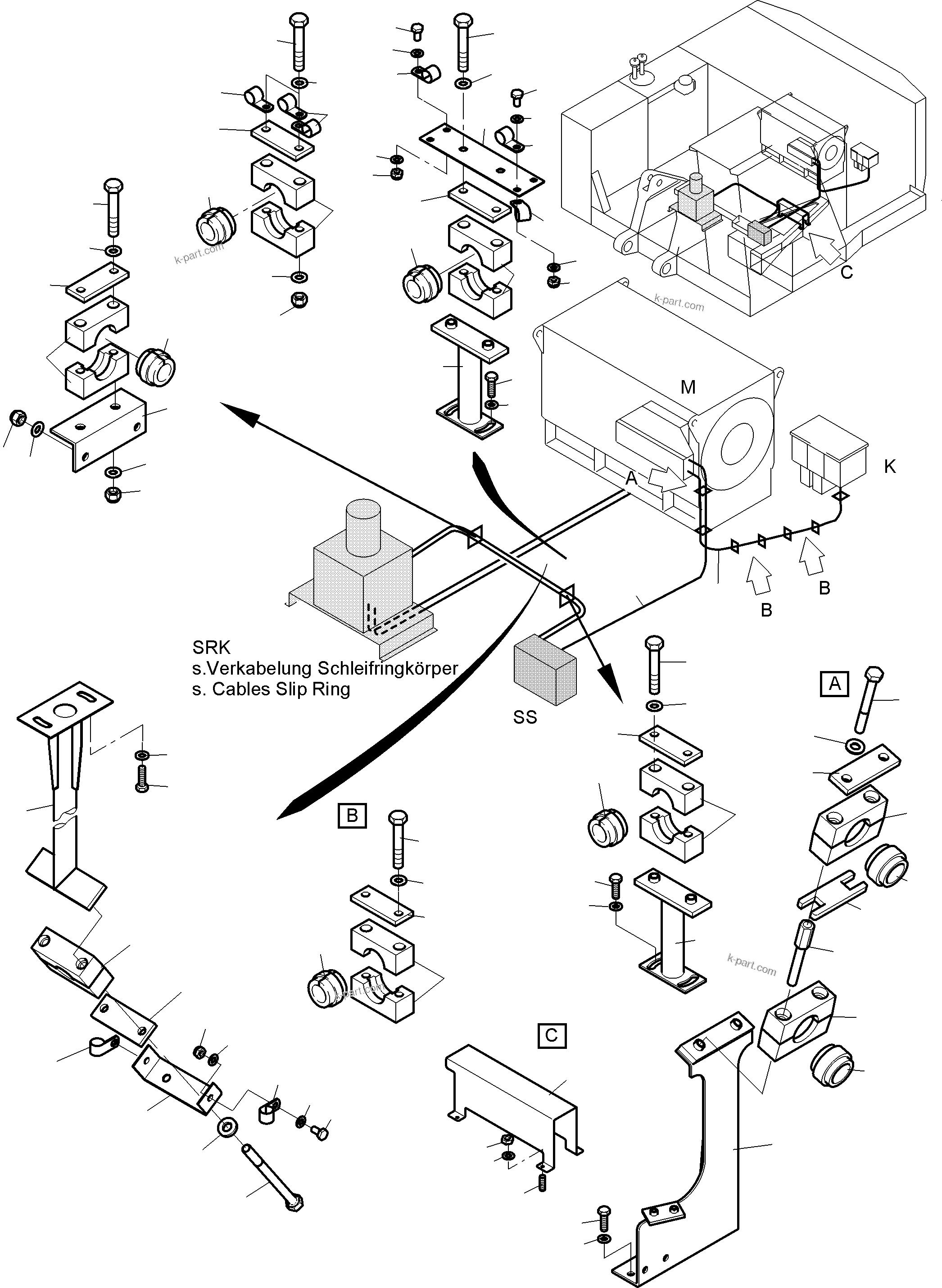 Komatsu parts book diagram for PC4000-6E S/N 08286: CABLES - ELECTRIC MOTOR CABLE DRUM