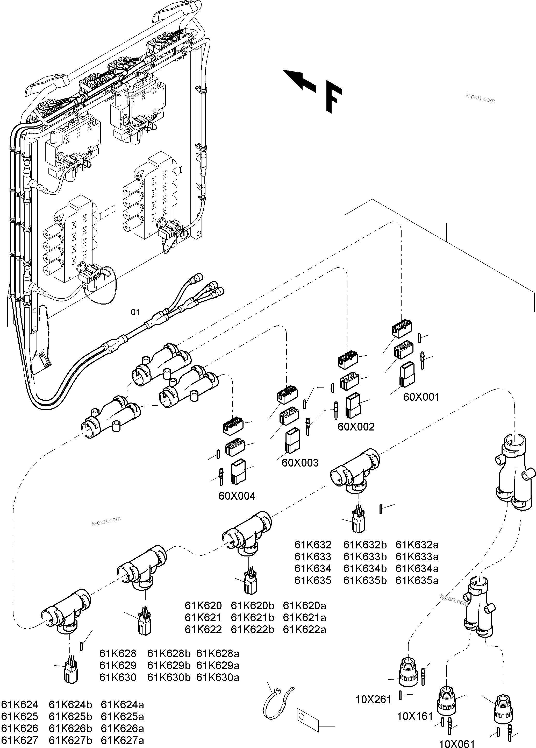Komatsu parts book diagram for PC4000-6E S/N 08286: CABLES - CONTROL BLOCKS - H.P.-FILTER