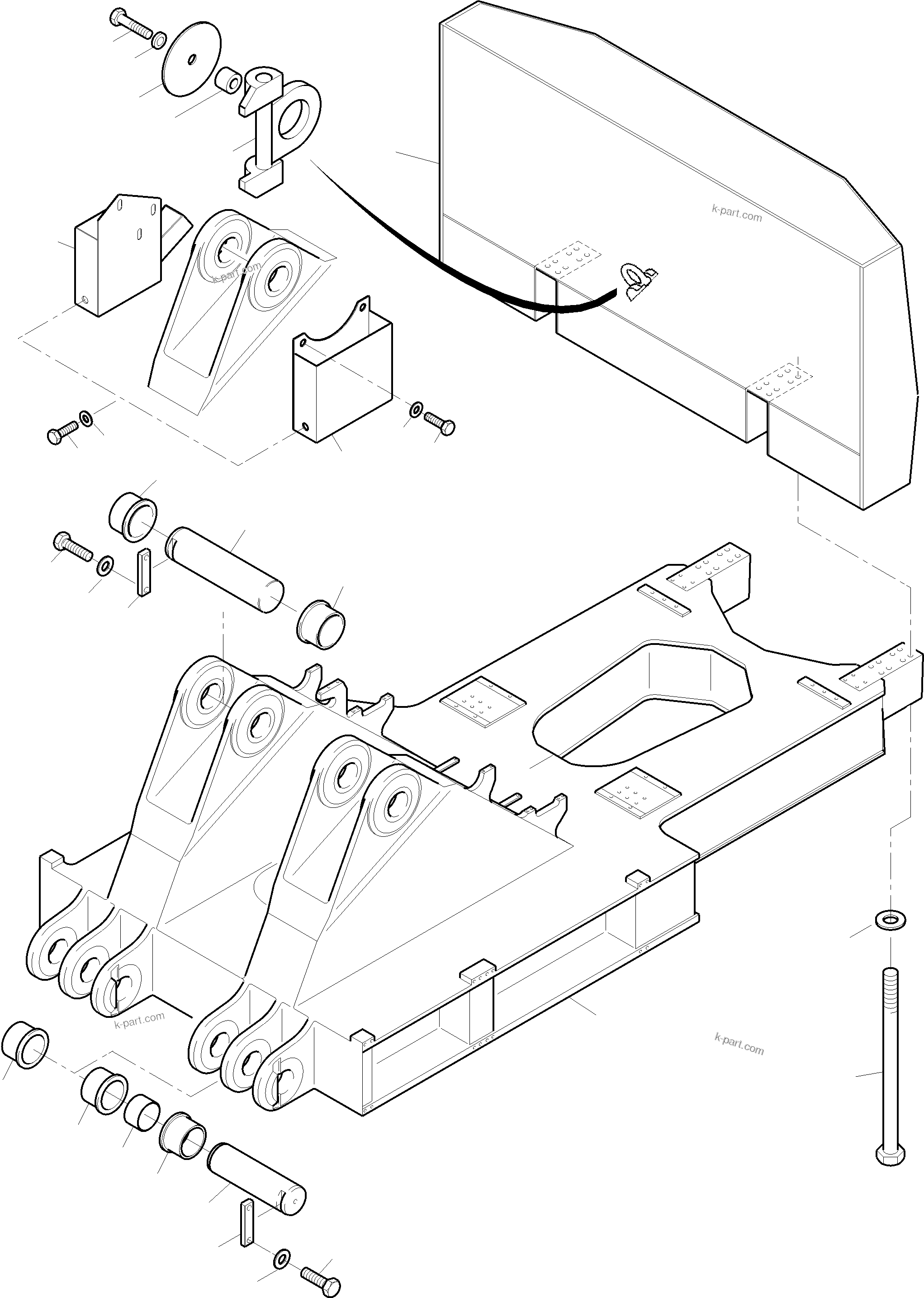 Komatsu parts book diagram for PC4000-6E S/N 08286: PIN, BOOM - COUNTERWEIGHT