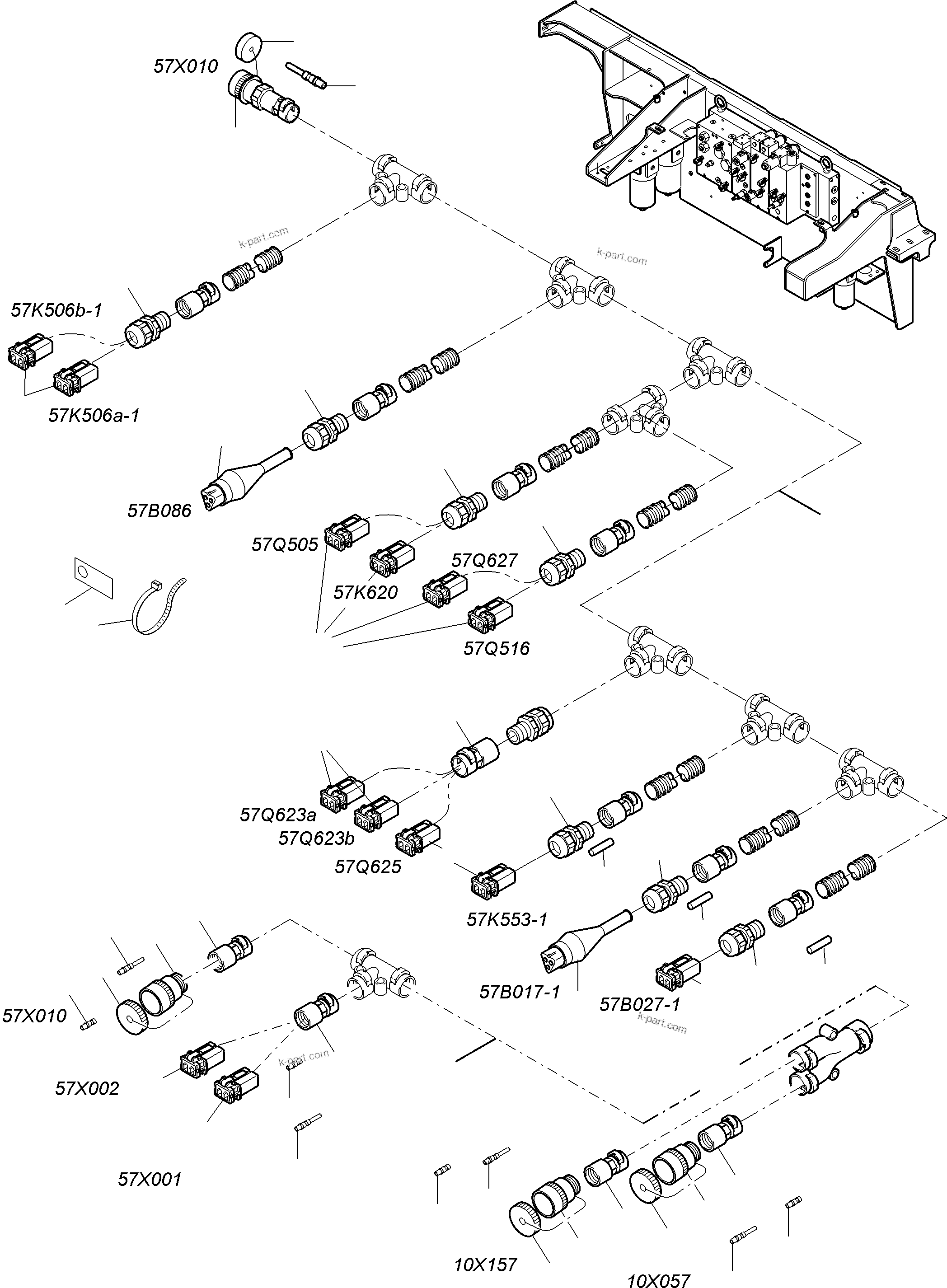 Komatsu parts book diagram for PC4000-6E S/N 08286: CABLES - CONTROL- AND FILTER PLATE
