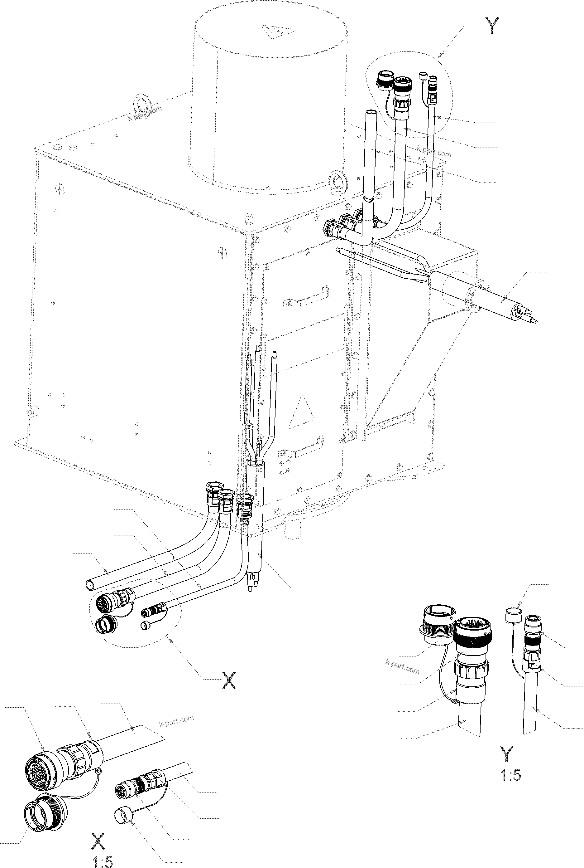 Komatsu parts book diagram for PC4000-6E S/N 08286: CABLES - SLIP RING