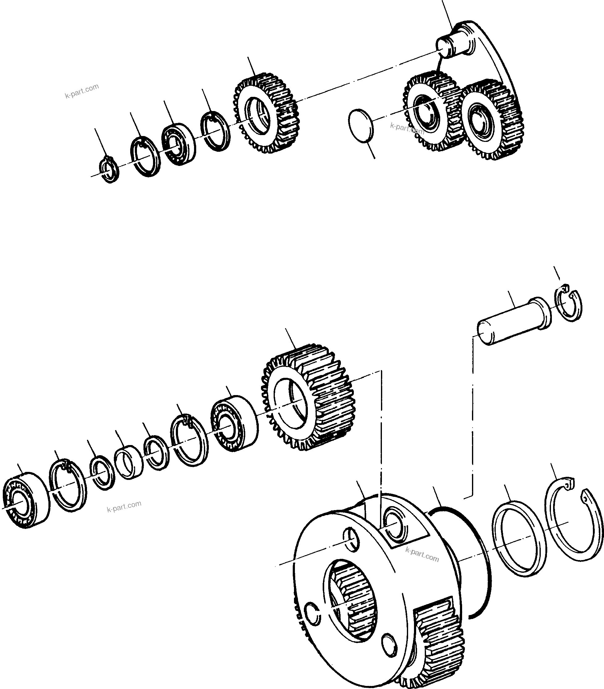 Komatsu parts book diagram for PC8000-1E S/N 12024: DRIVE GEAR BOX