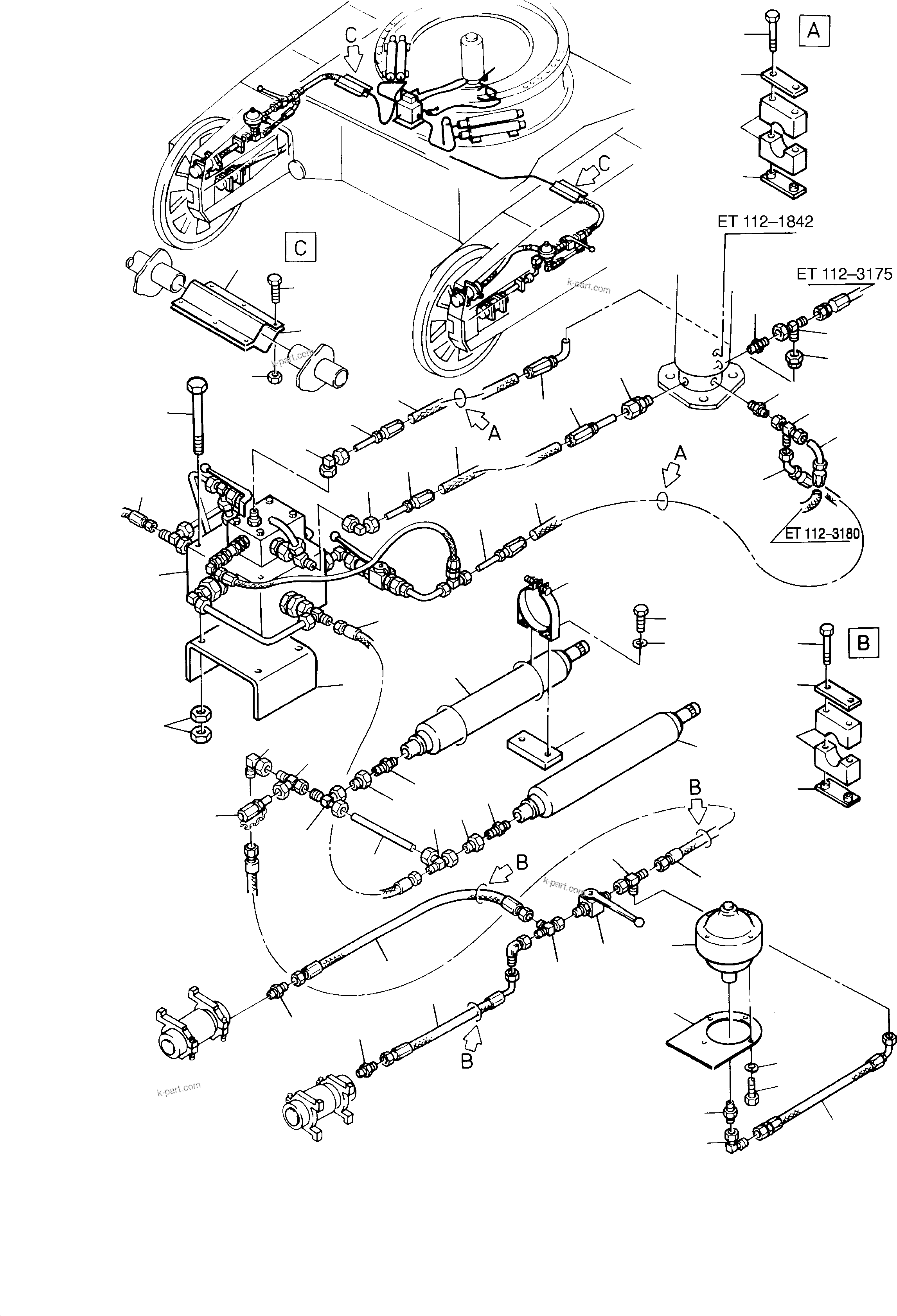 Komatsu parts book diagram for PC8000-1E S/N 12024: HYDRAULIC TRACK ADJUSTER