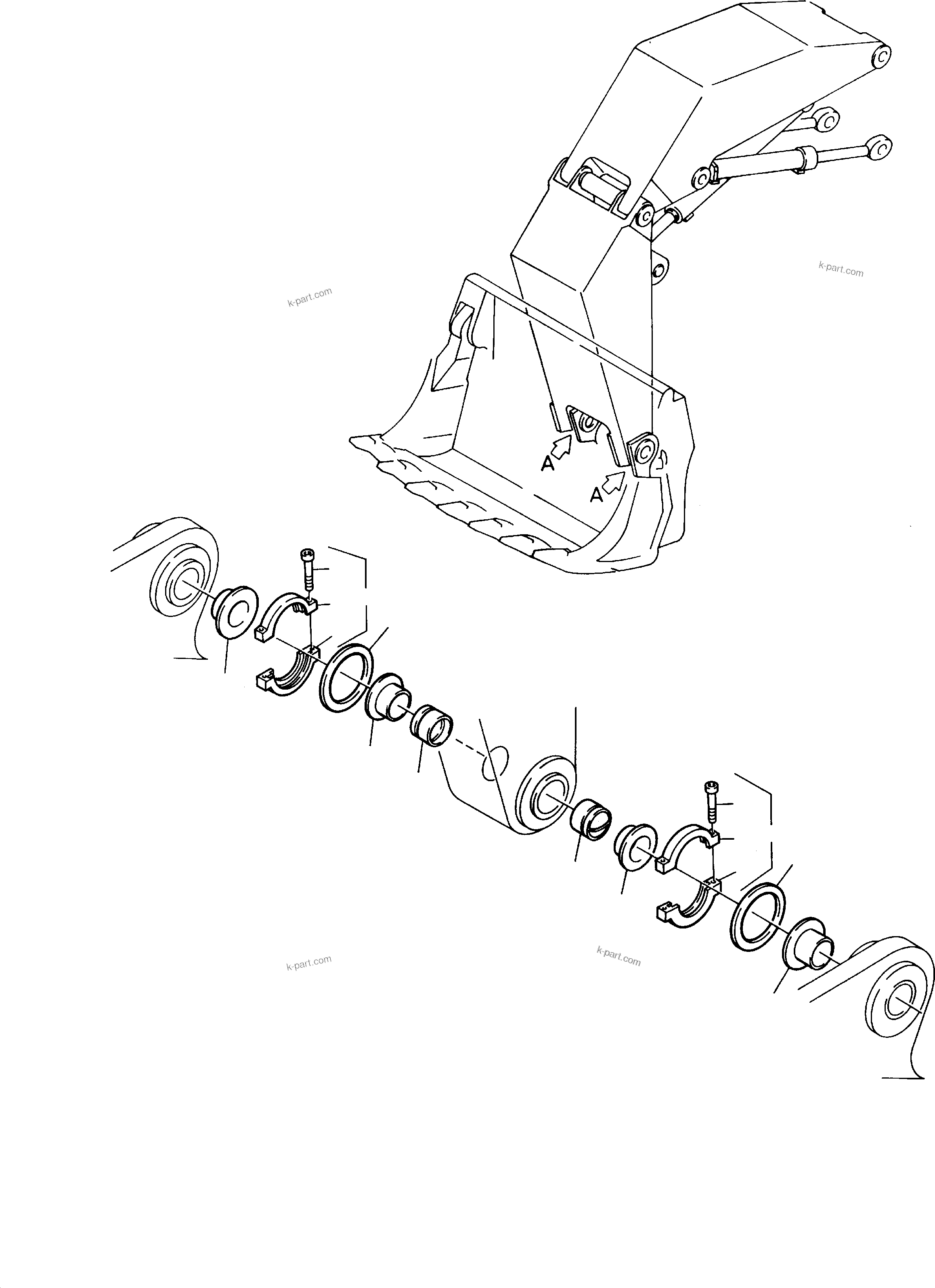 Komatsu parts book diagram for PC8000-1E S/N 12024: PIN SEALING (STICK - BUCKET)
