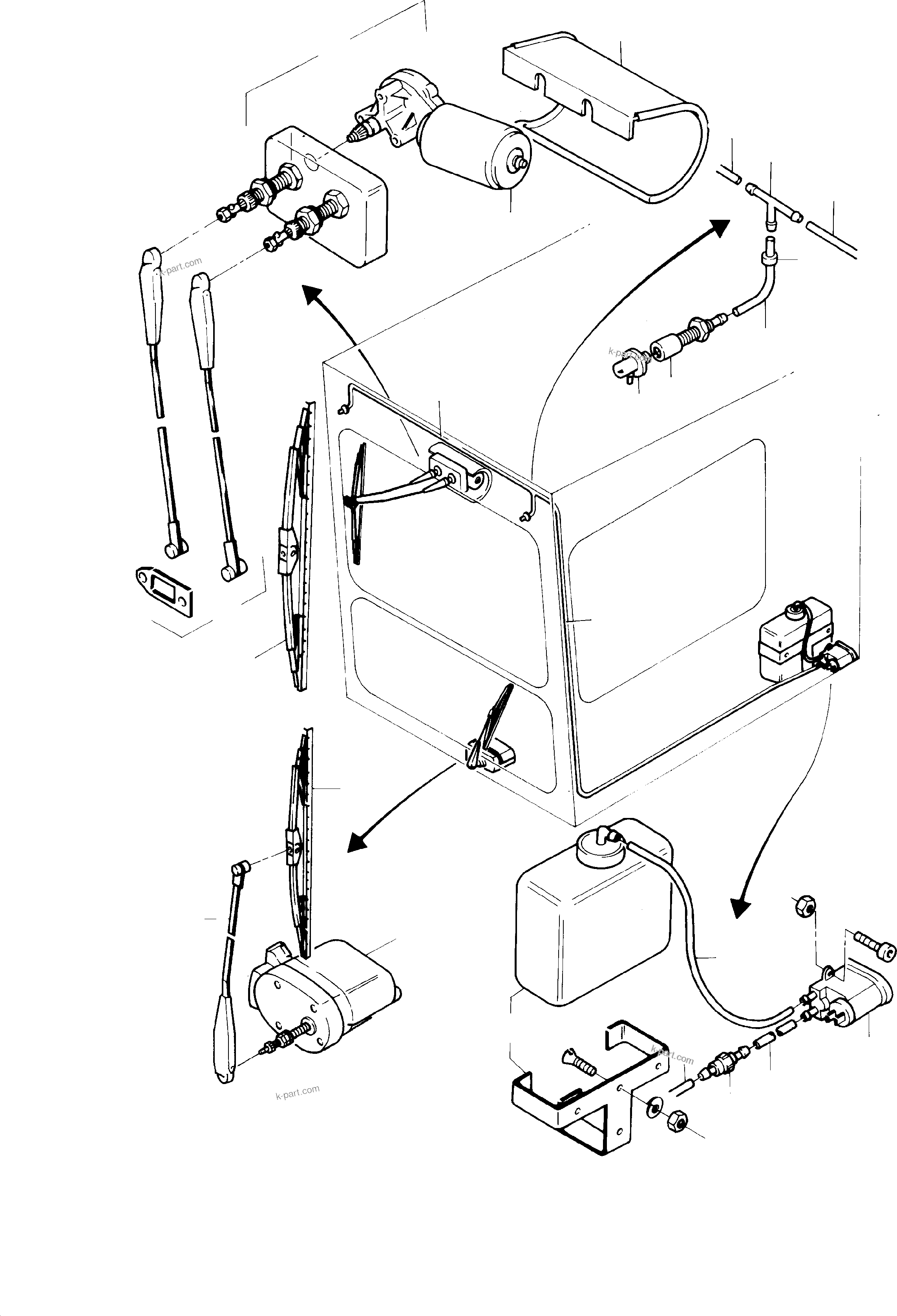 Komatsu parts book diagram for PC8000-1E S/N 12024: WINDSCREEN WASHING ASSY.