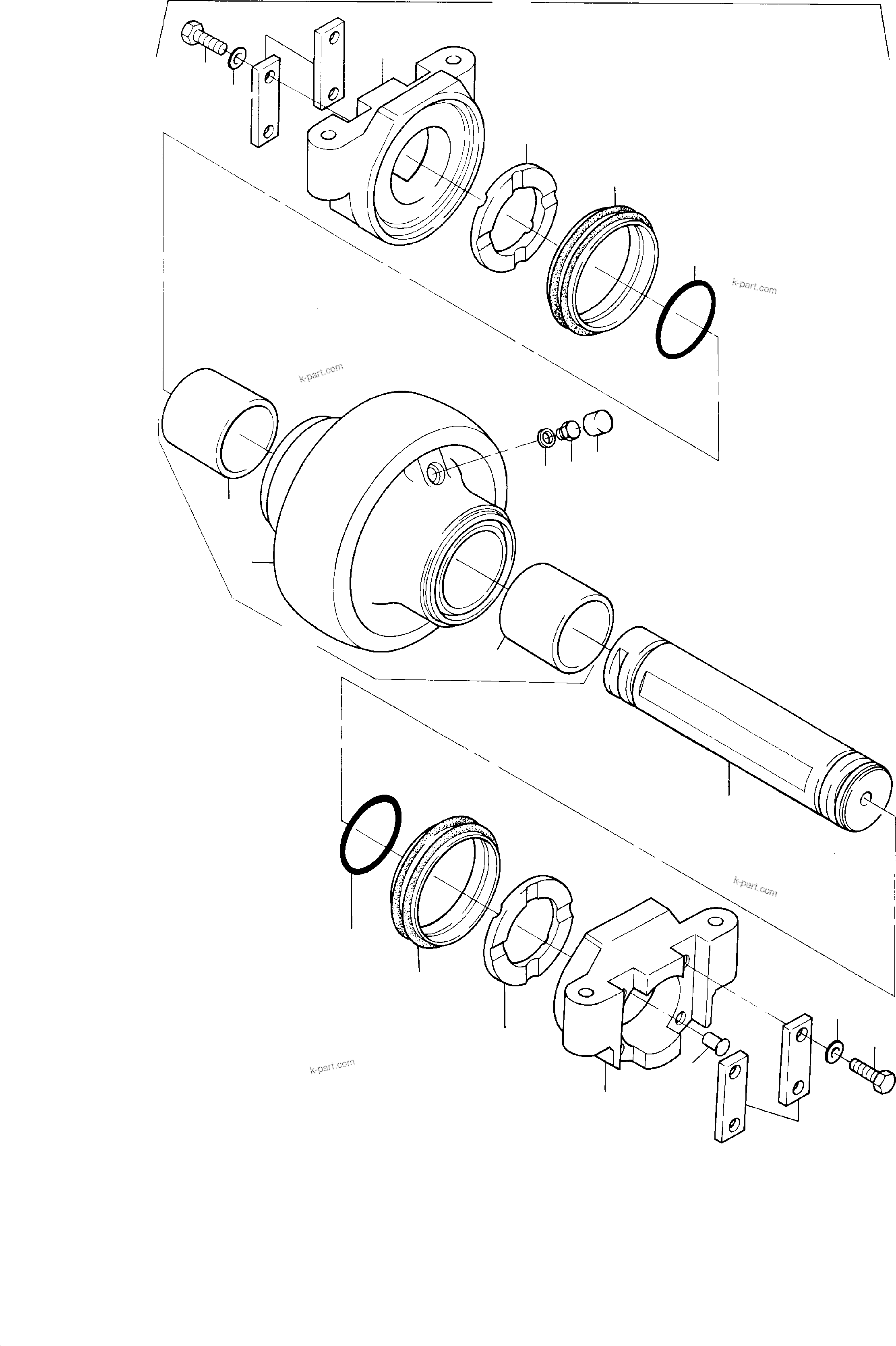 Komatsu parts book diagram for PC8000-1E S/N 12024: BOTTOM ROLLER
