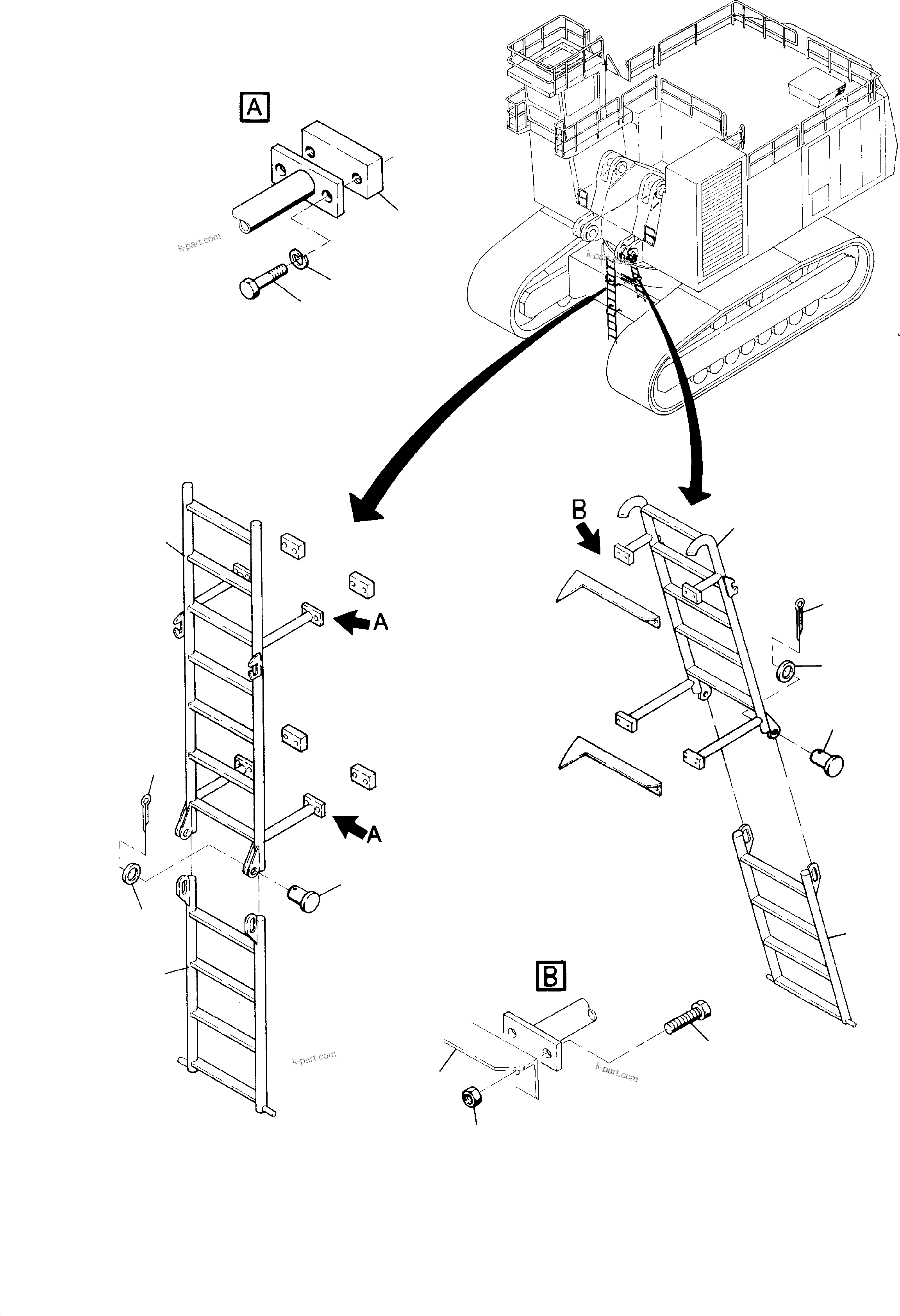 Komatsu parts book diagram for PC8000-1E S/N 12024: LADDER ASSY.