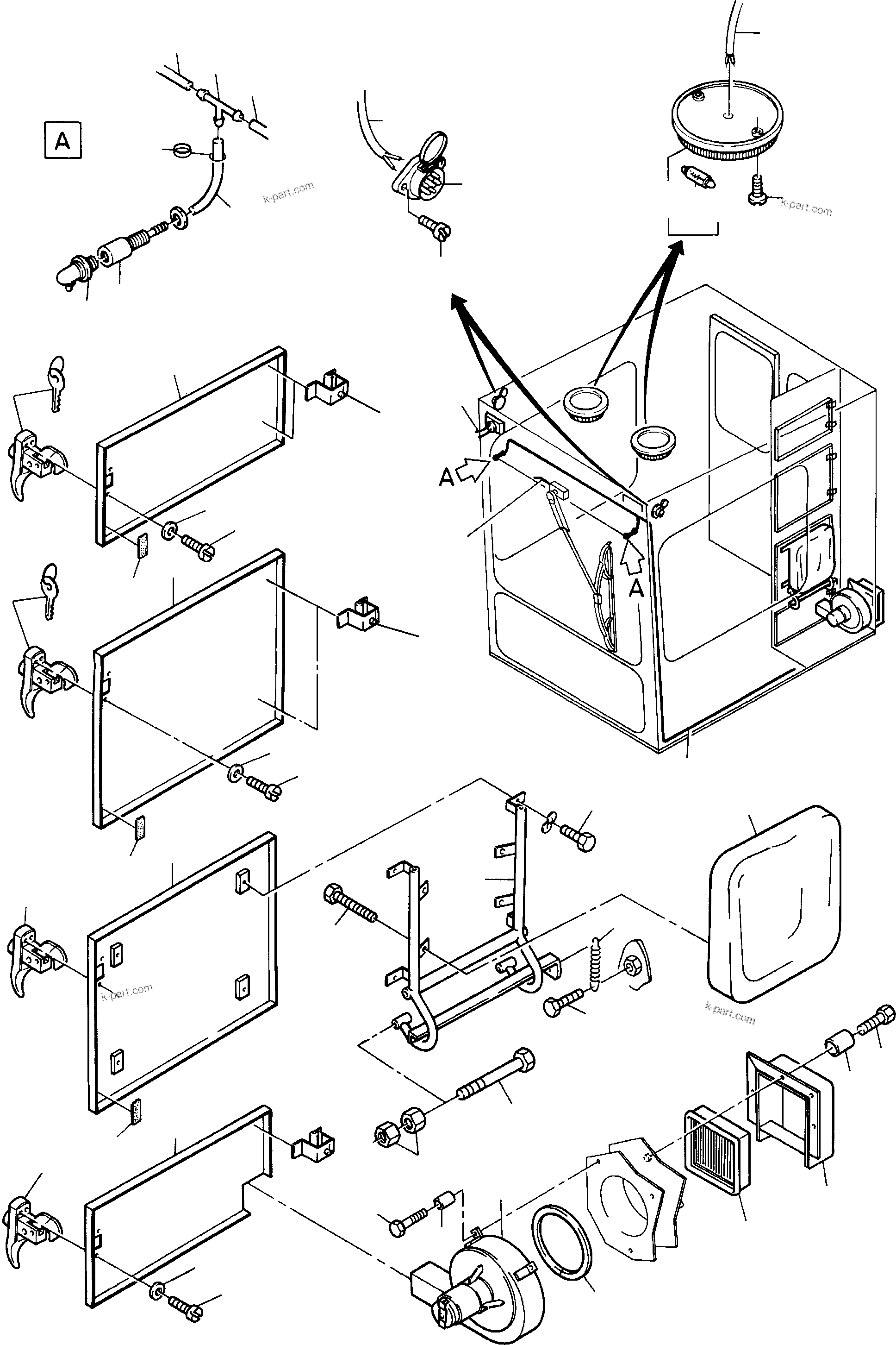 Komatsu parts book diagram for PC8000-1E S/N 12024: OPERATOR'S CAB