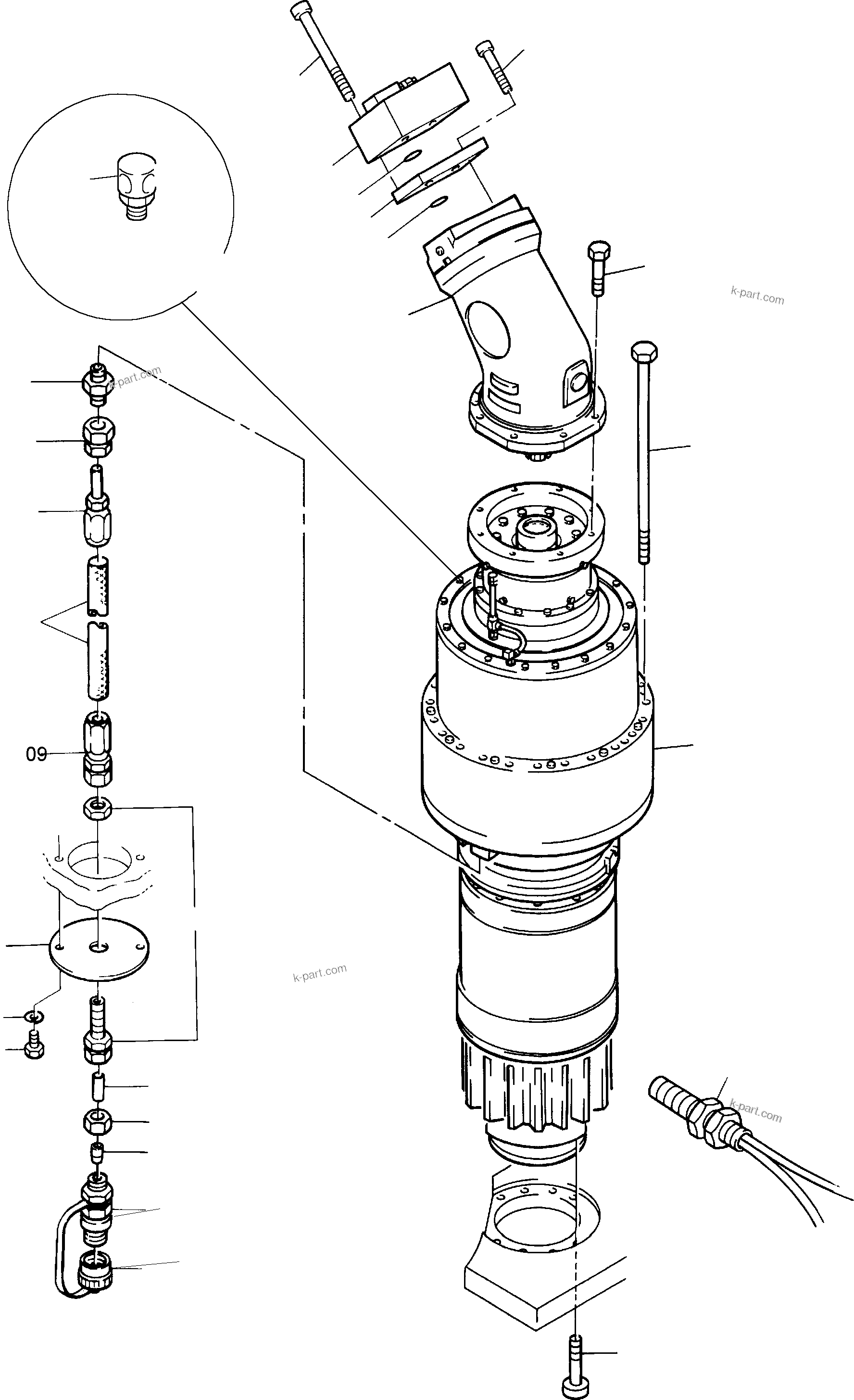 Komatsu parts book diagram for PC8000-1E S/N 12024: SLEW GEAR AND SLEW GEAR MOTOR - MOUNTING